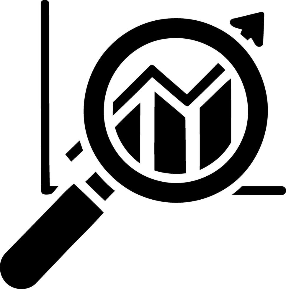 Magnifying glass over financial graph data chart vector