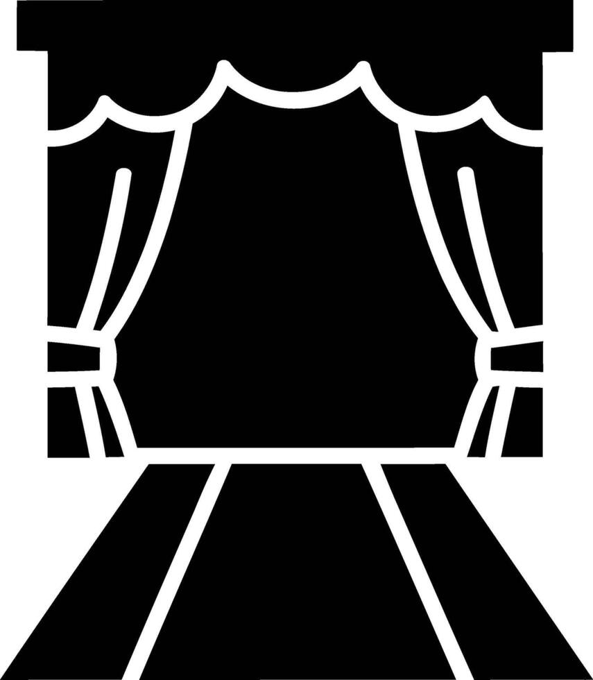 Stage curtain and red carpet icon for performance and event vector