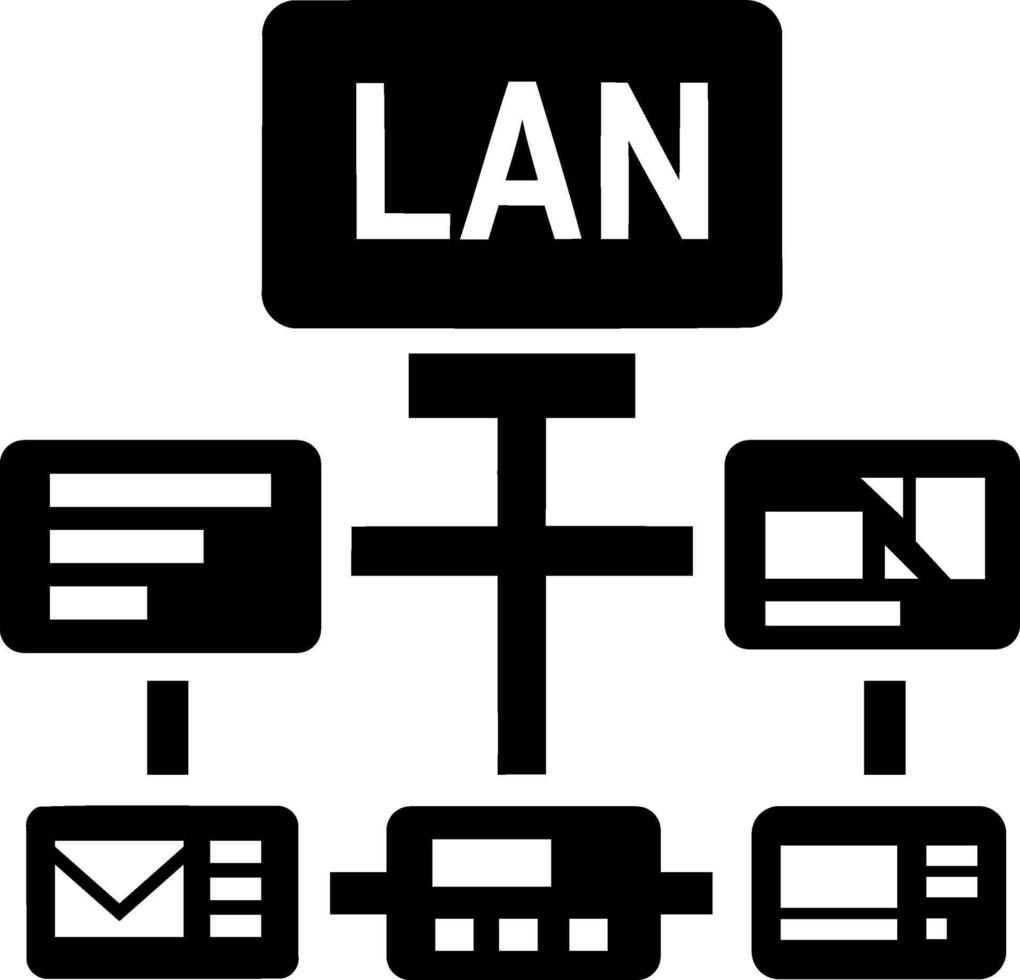 Local area network diagram simple computer connection icon vector