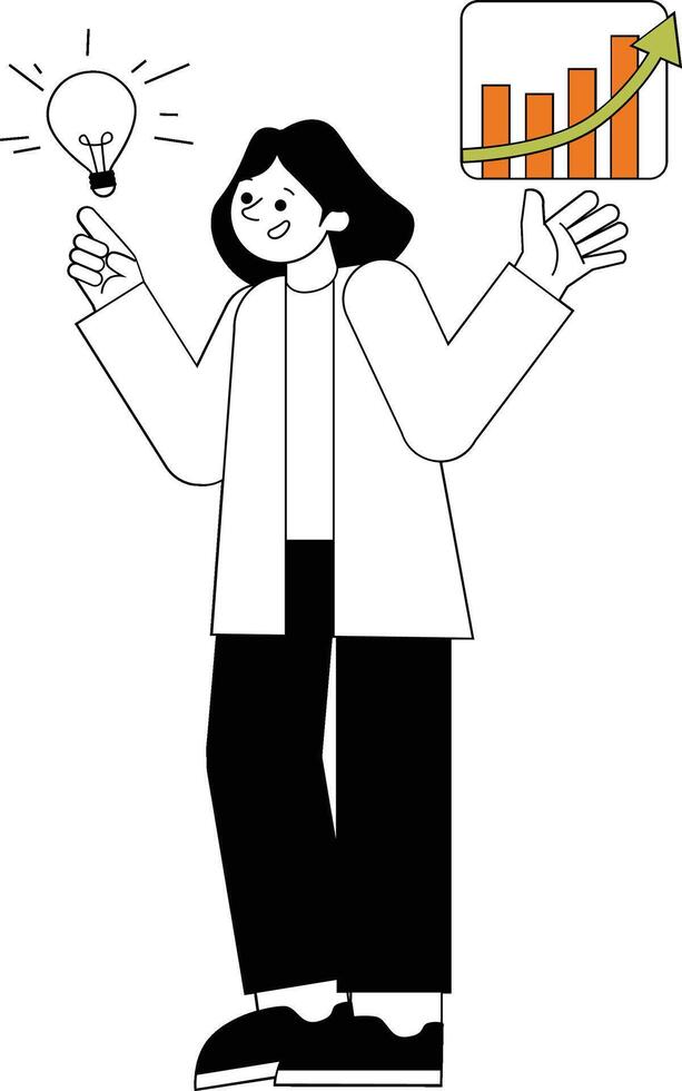 Innovator with Graph and Lightblub vector