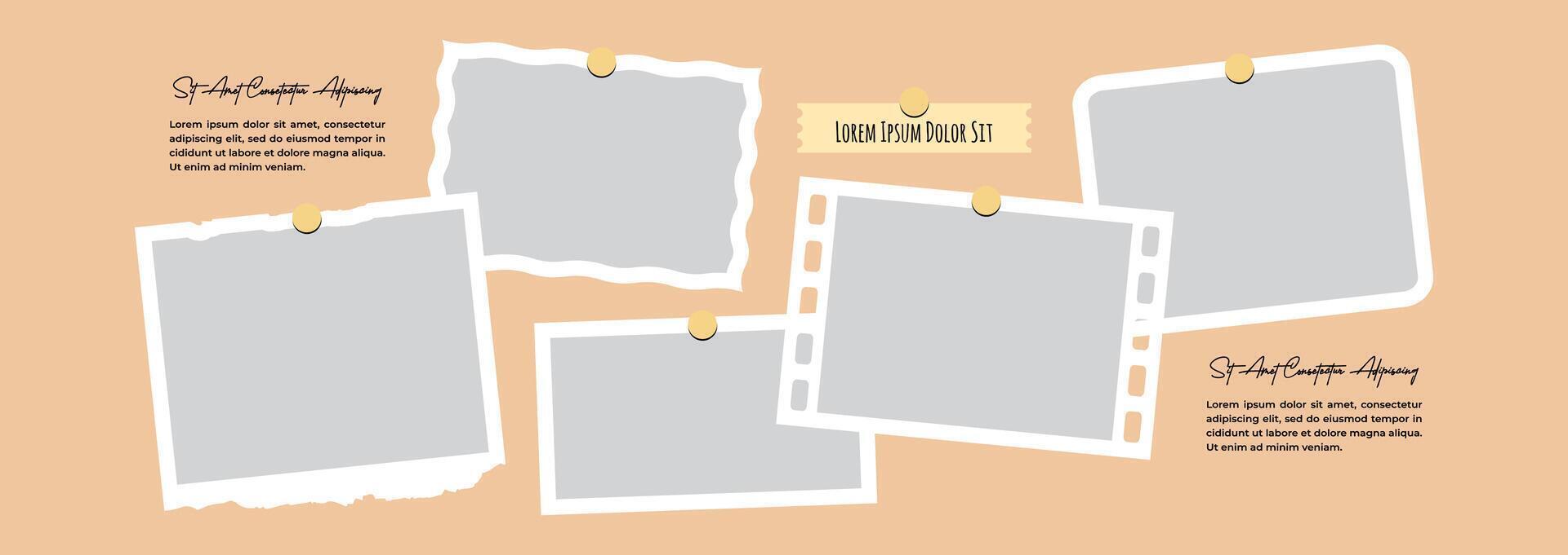 a blank Picture page grid layout abstract photo frames template vector