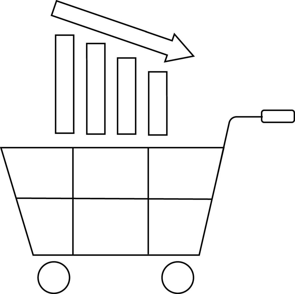 trolley icon and down chart icon with white background vector