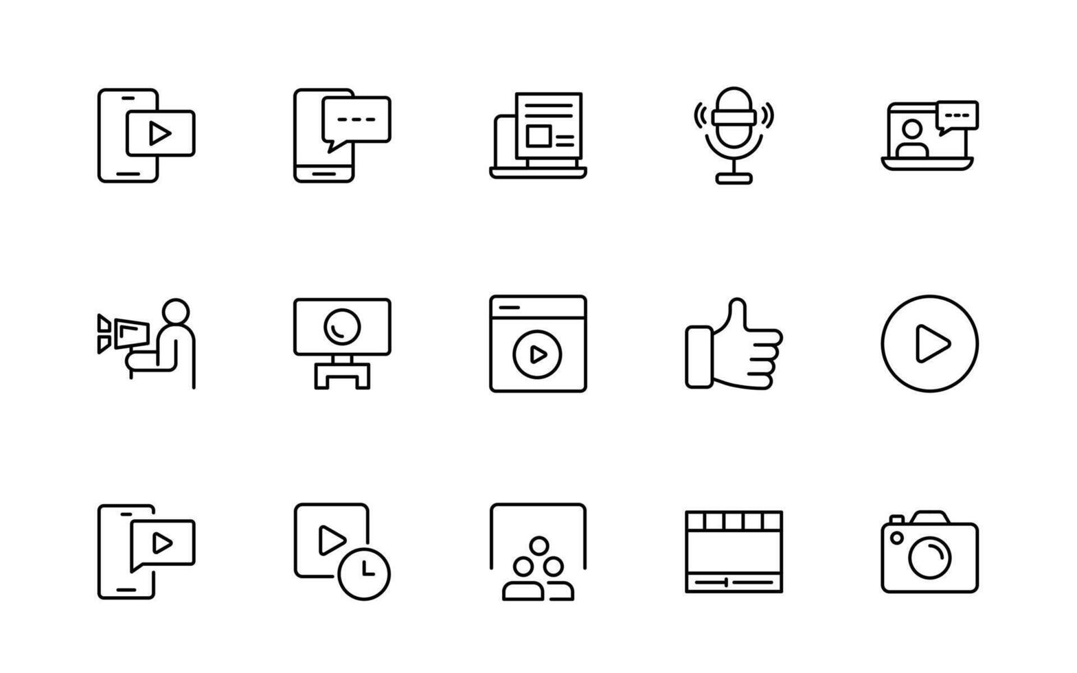 Blogging icon collection. Post, social media, community, content, website, sharing, create, opinion. Business concept. infographic icon in line style. vector