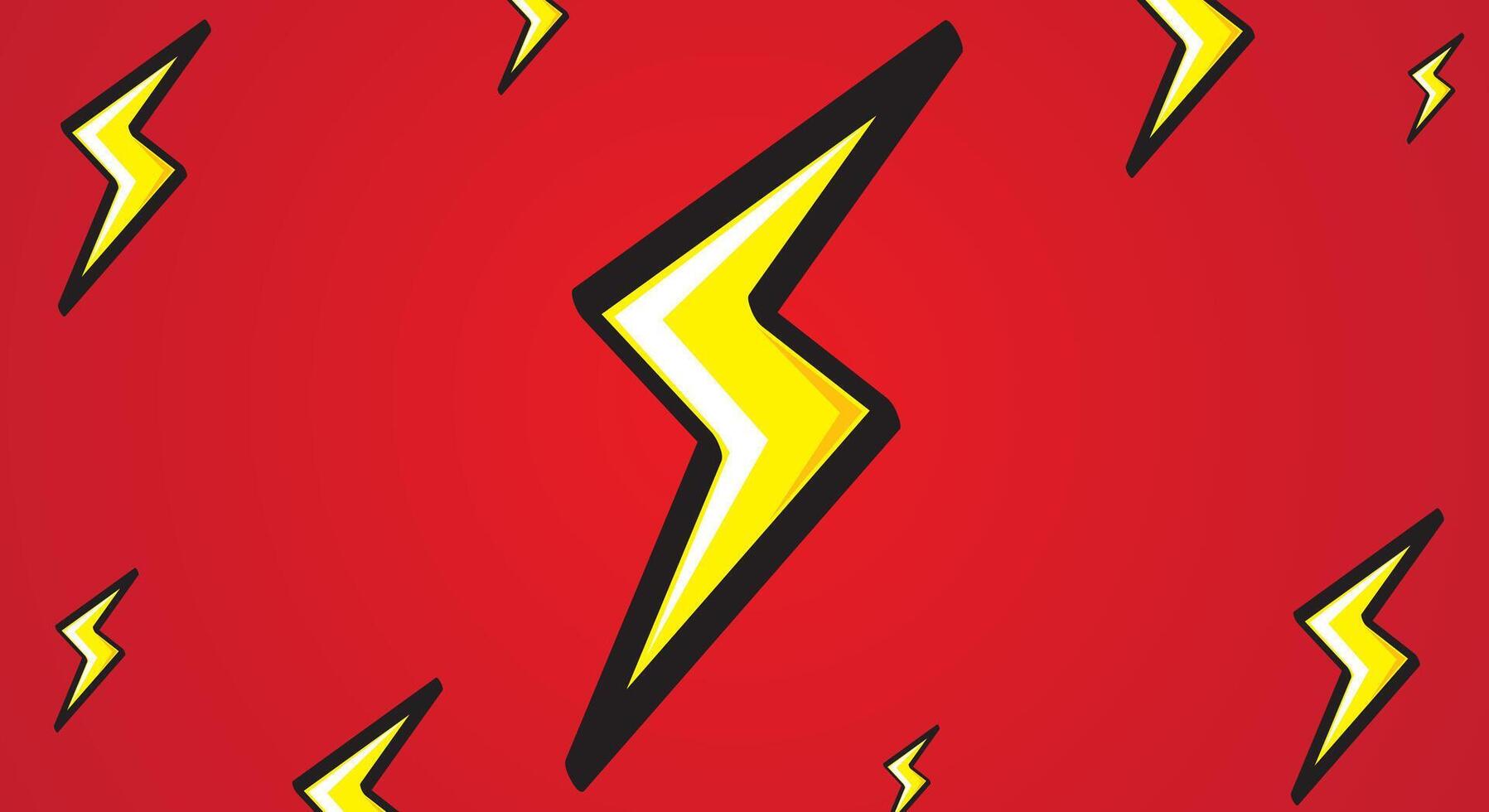 Red gradient background with yellow lightning vector