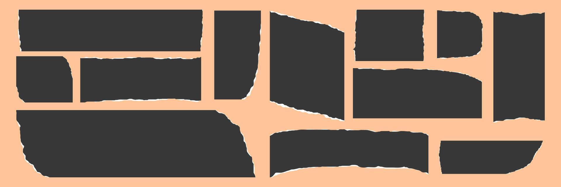 set of abstract torn paper collection with ripped edges for creative graphic projects vector