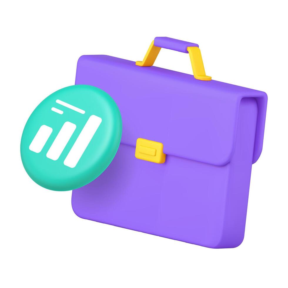 3d Realistic Icon Briefcase And Growth Chart For Business Analytics And Data Interface vector