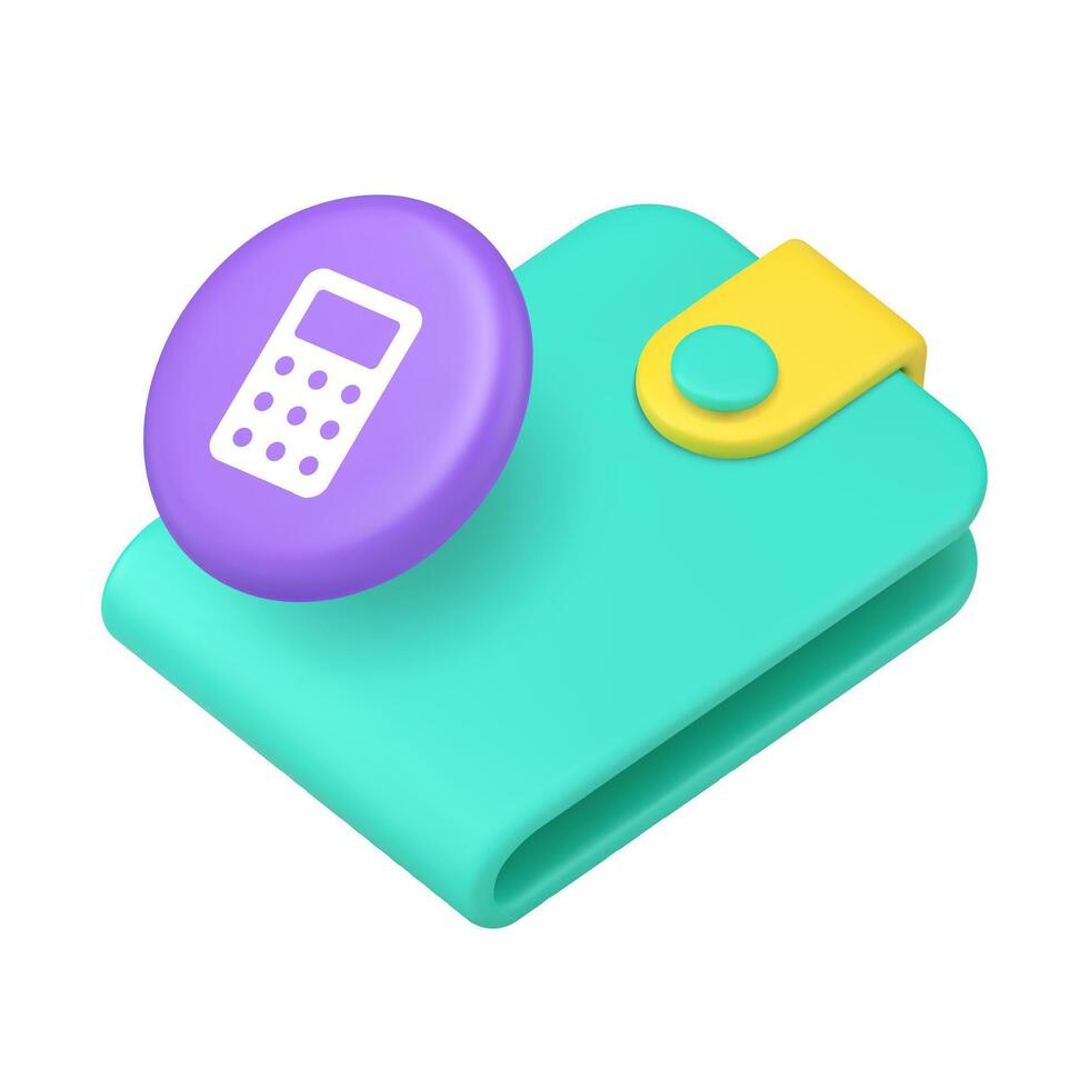 3d Realistic Icon Wallet And Calculator For Financial Management And Budget Planning Interface vector