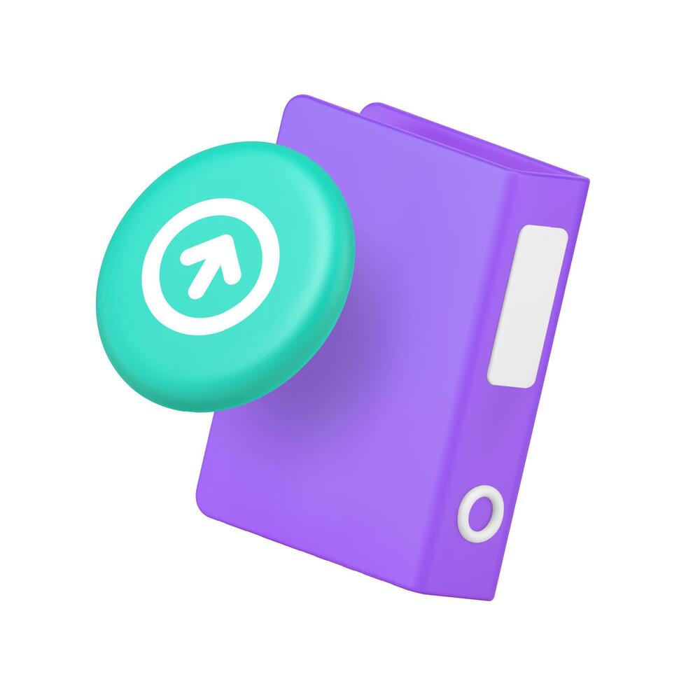 3d Realistic Icon Document Folder And Upload Arrow For File Management And Cloud Storage vector