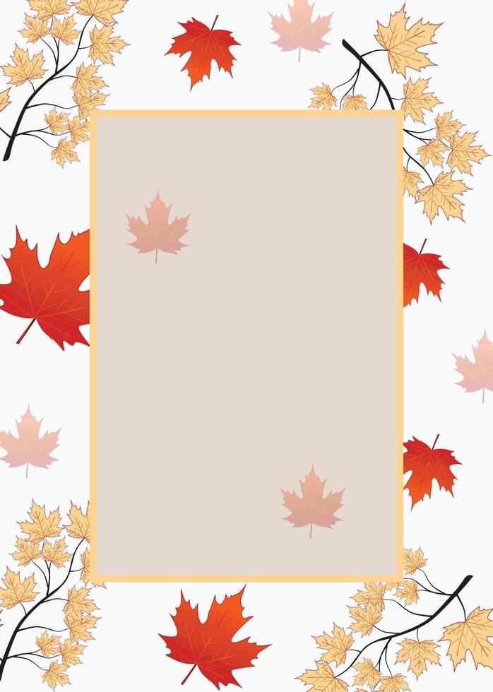 autumn leaves frame with a blank space for your text vector