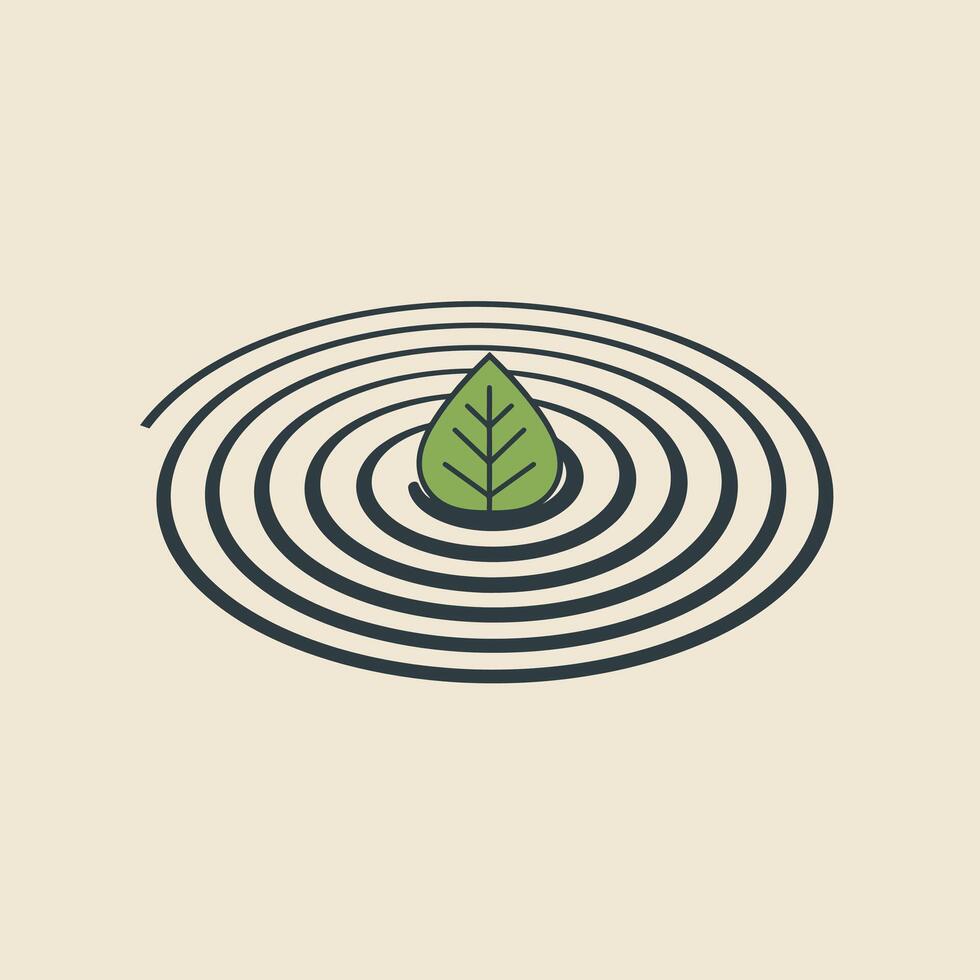 Logo design of a green leaf floating in a circular motion vector