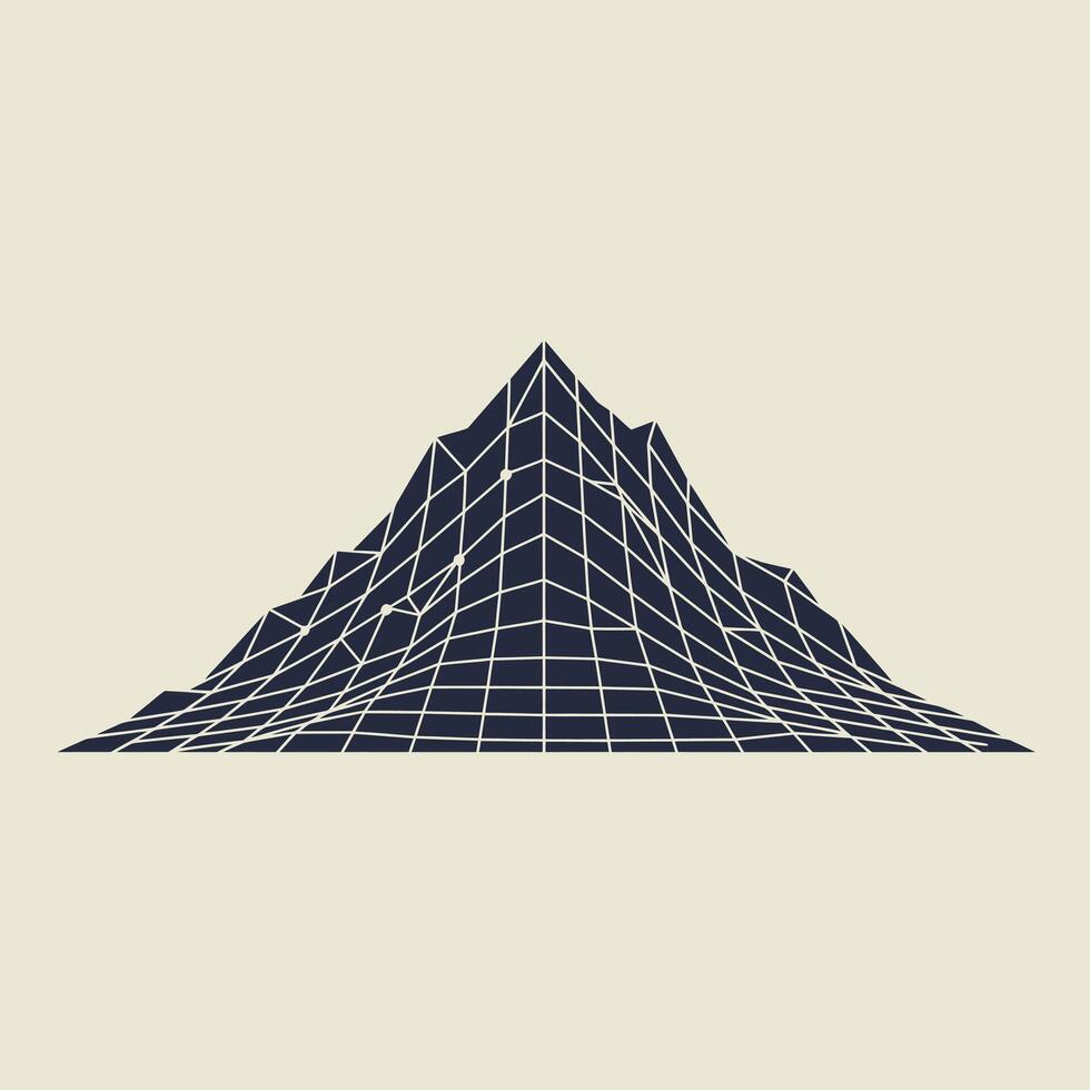 Logo design of a mountain with a grid pattern on it vector