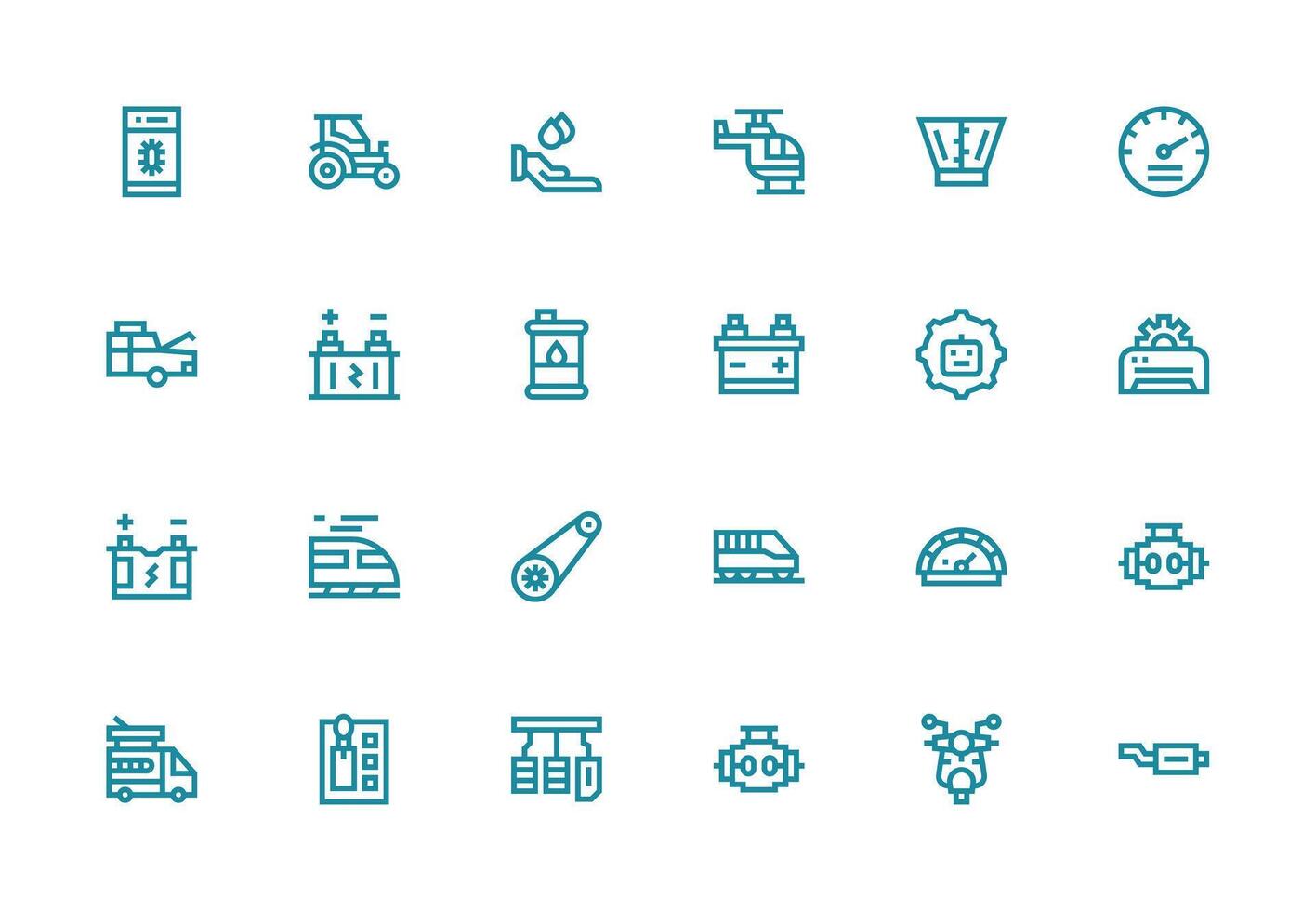 Thick Line Line Icons from Engine Set with 24 Vectors Basic Icon Series