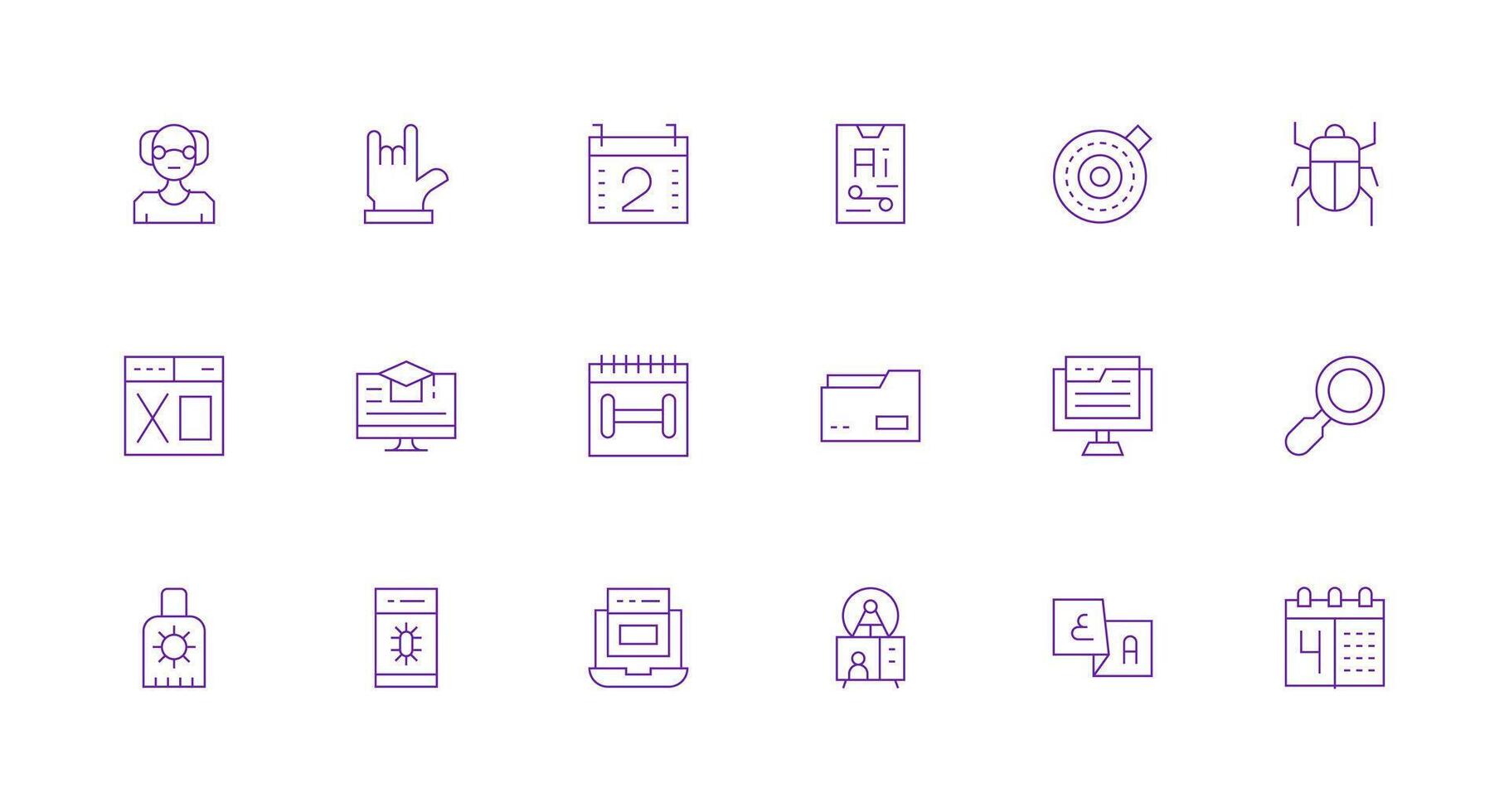 Minimal Line Style Program Icons with 18 Vectors Modern Line and Glyph Icon Series