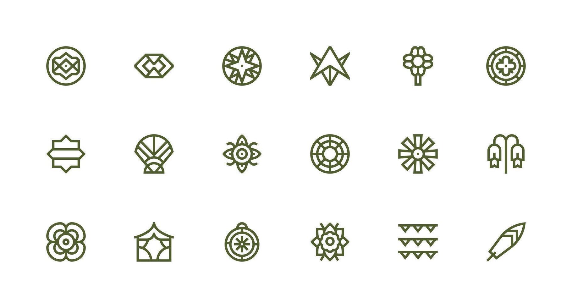 Decorative Element Icon Set with 18 Strong Stroke Line Graphics Creative Icon Set vector