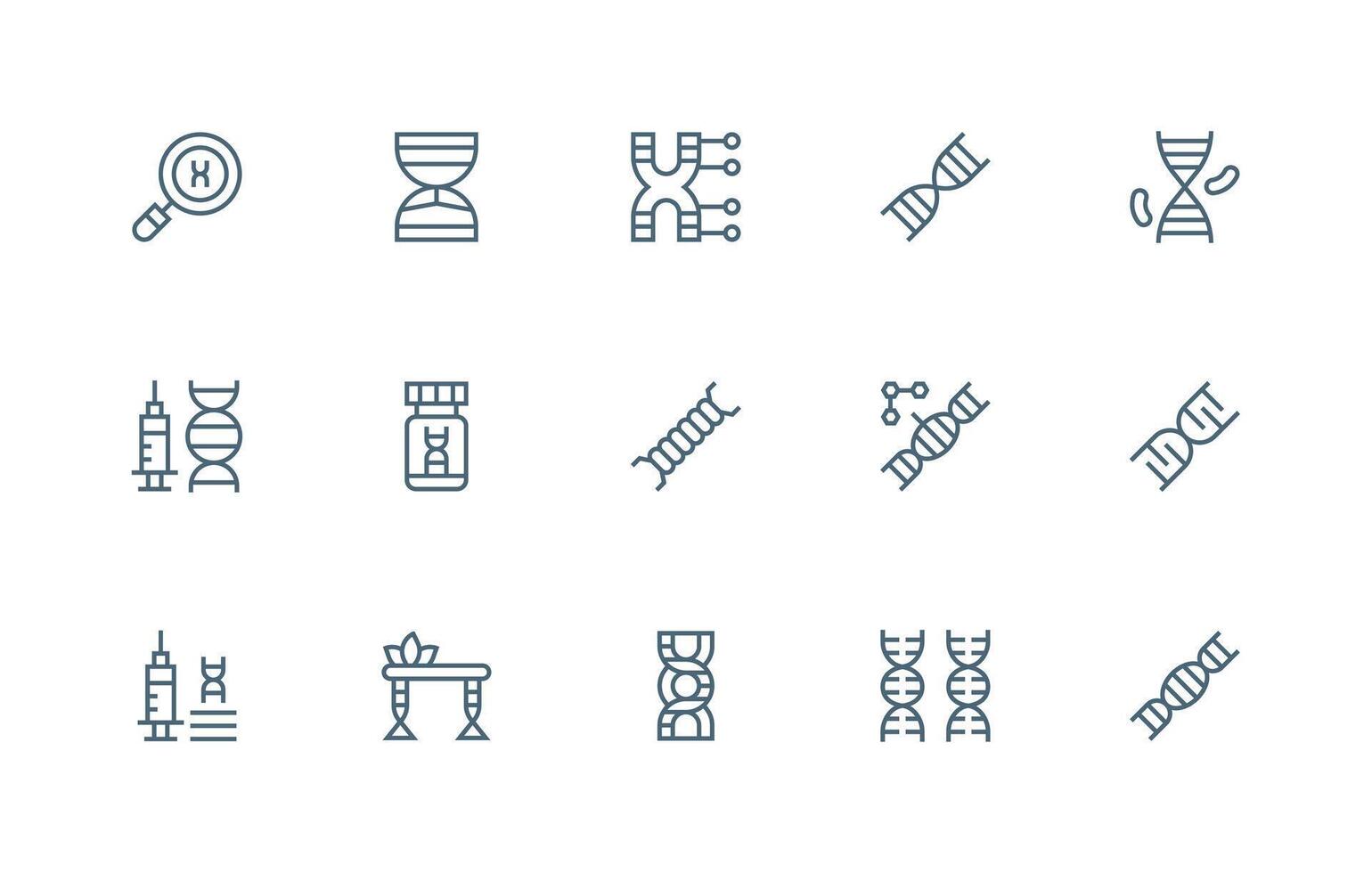 15 Icons for Gene in Regular Line Format Icon Set for Web vector