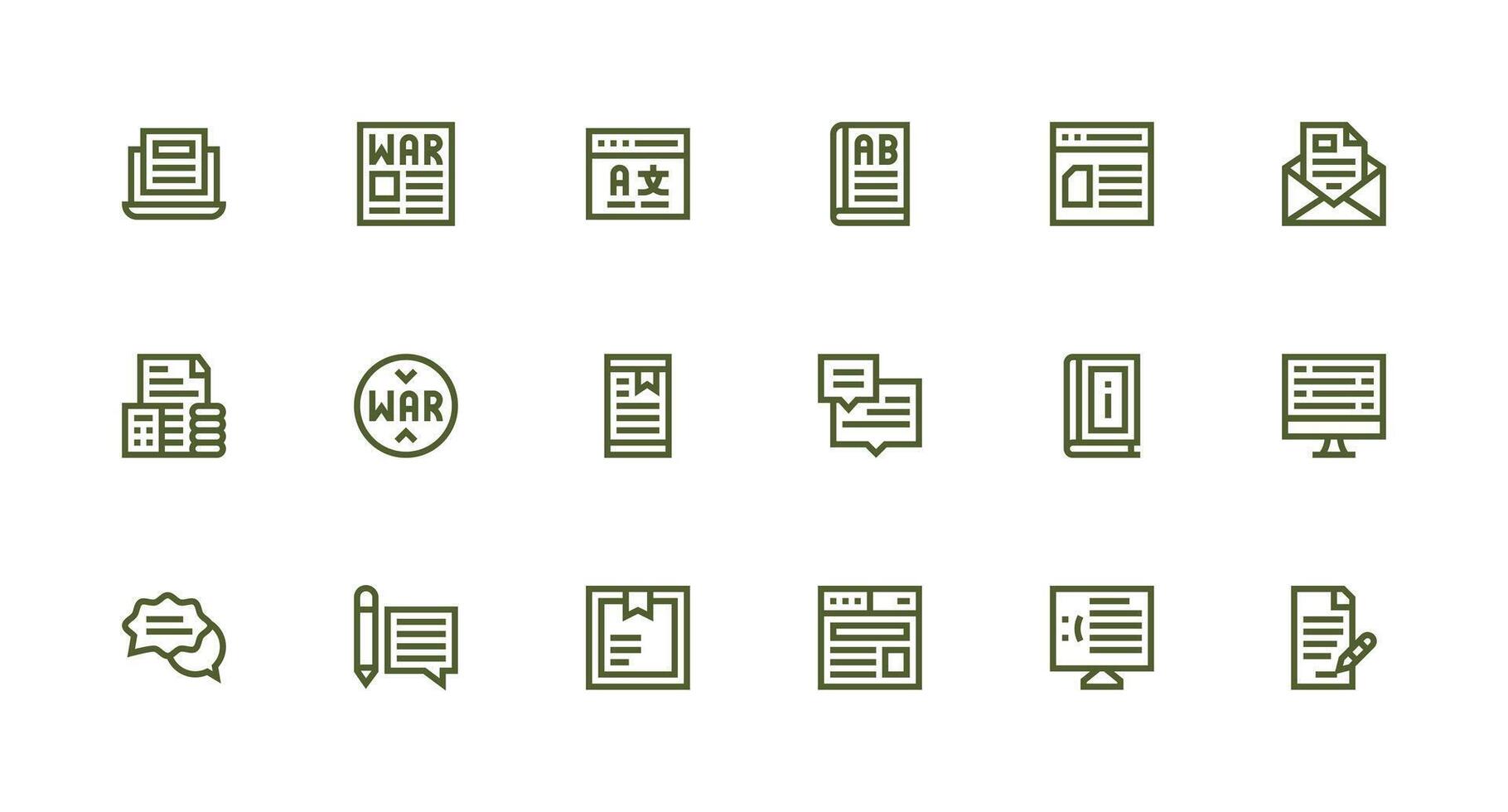 18 Strong Stroke Line Style Icons from Text Collection Core Icon Collection for Daily Tasks vector
