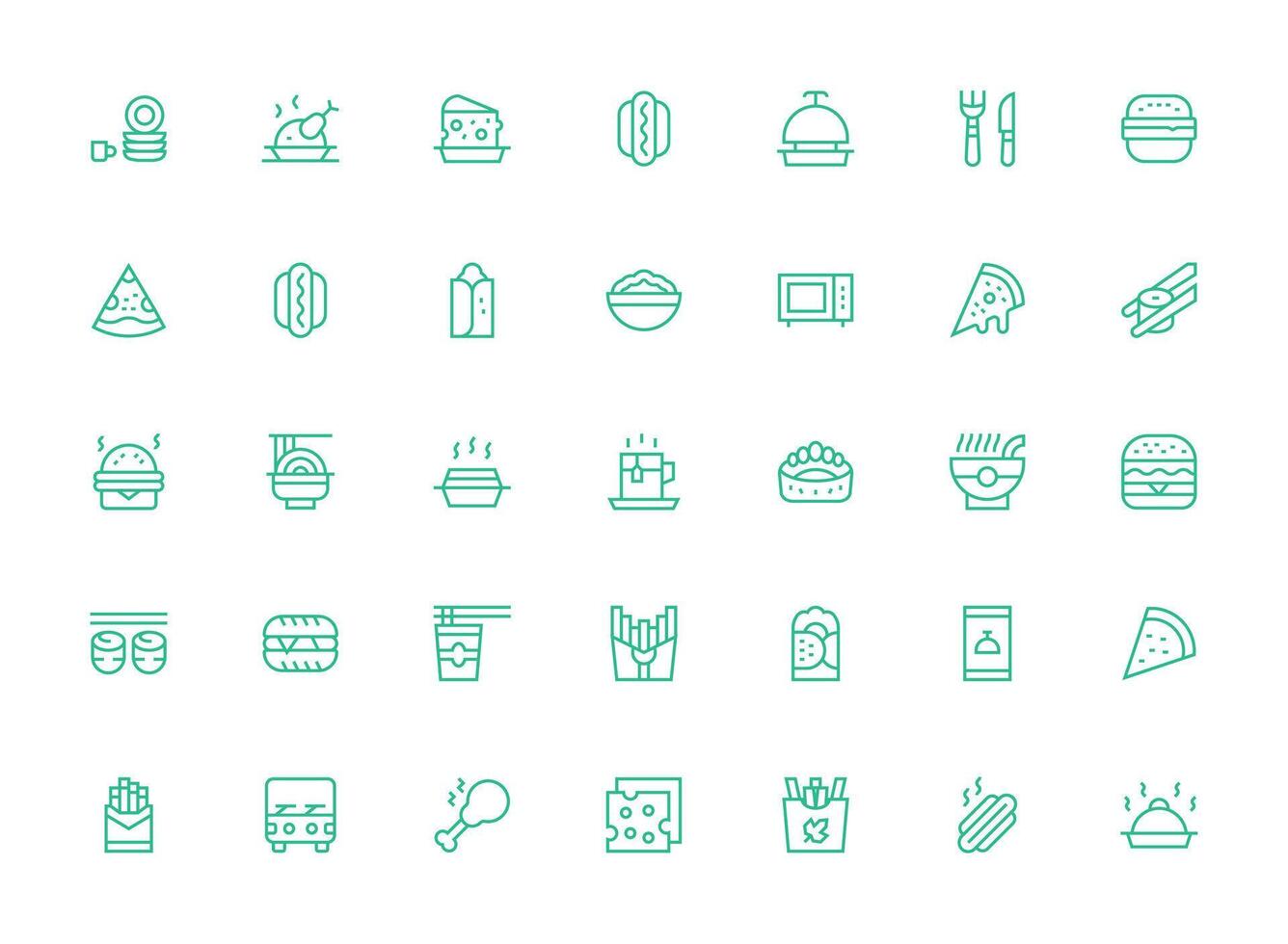 Regular Clean Line Icons from Dinner Set with 35 Vectors UI-Ready Icon Collection