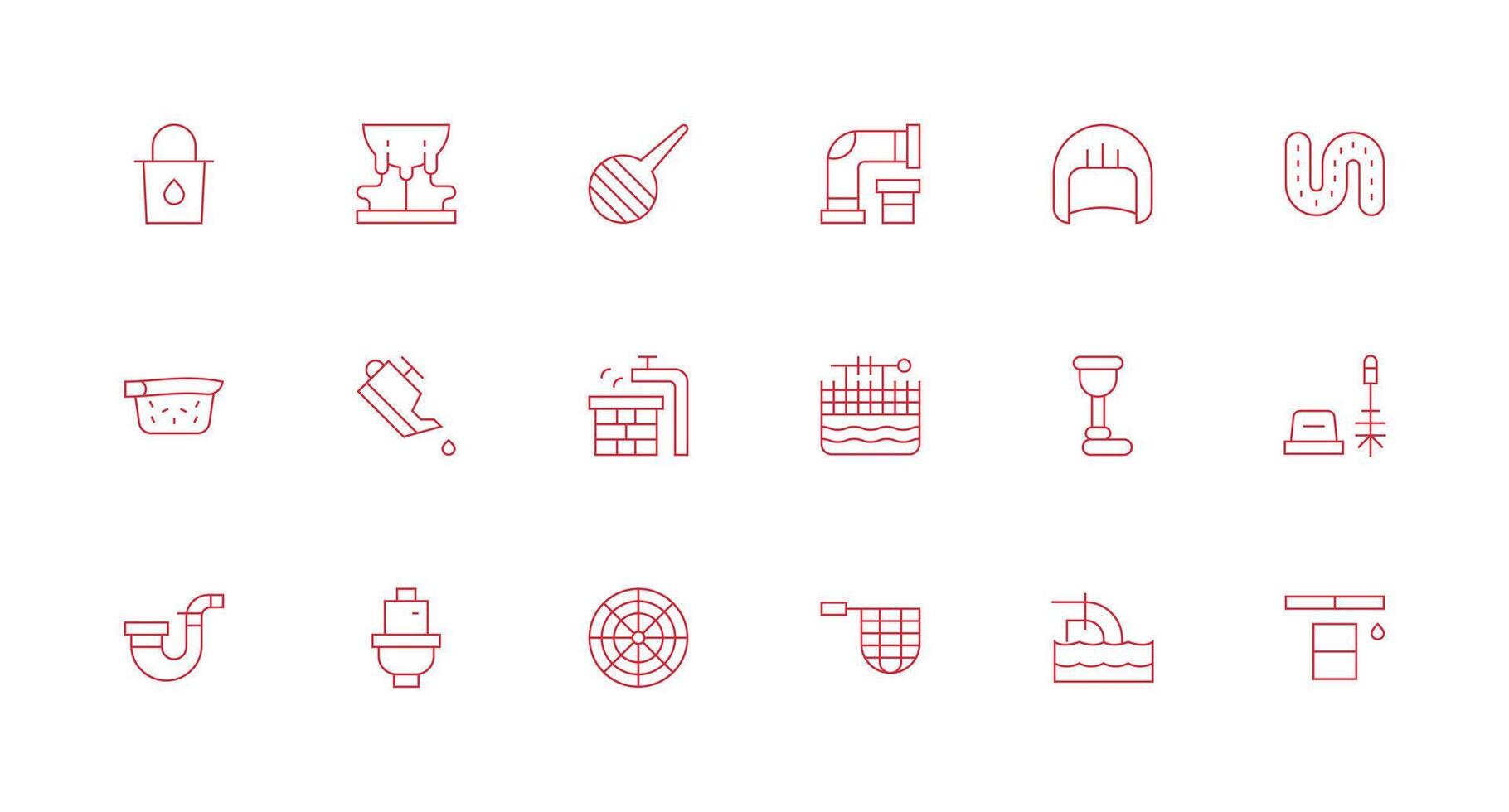 18 Icons for Drain in Minimal Line Format Icon Pack for UI vector