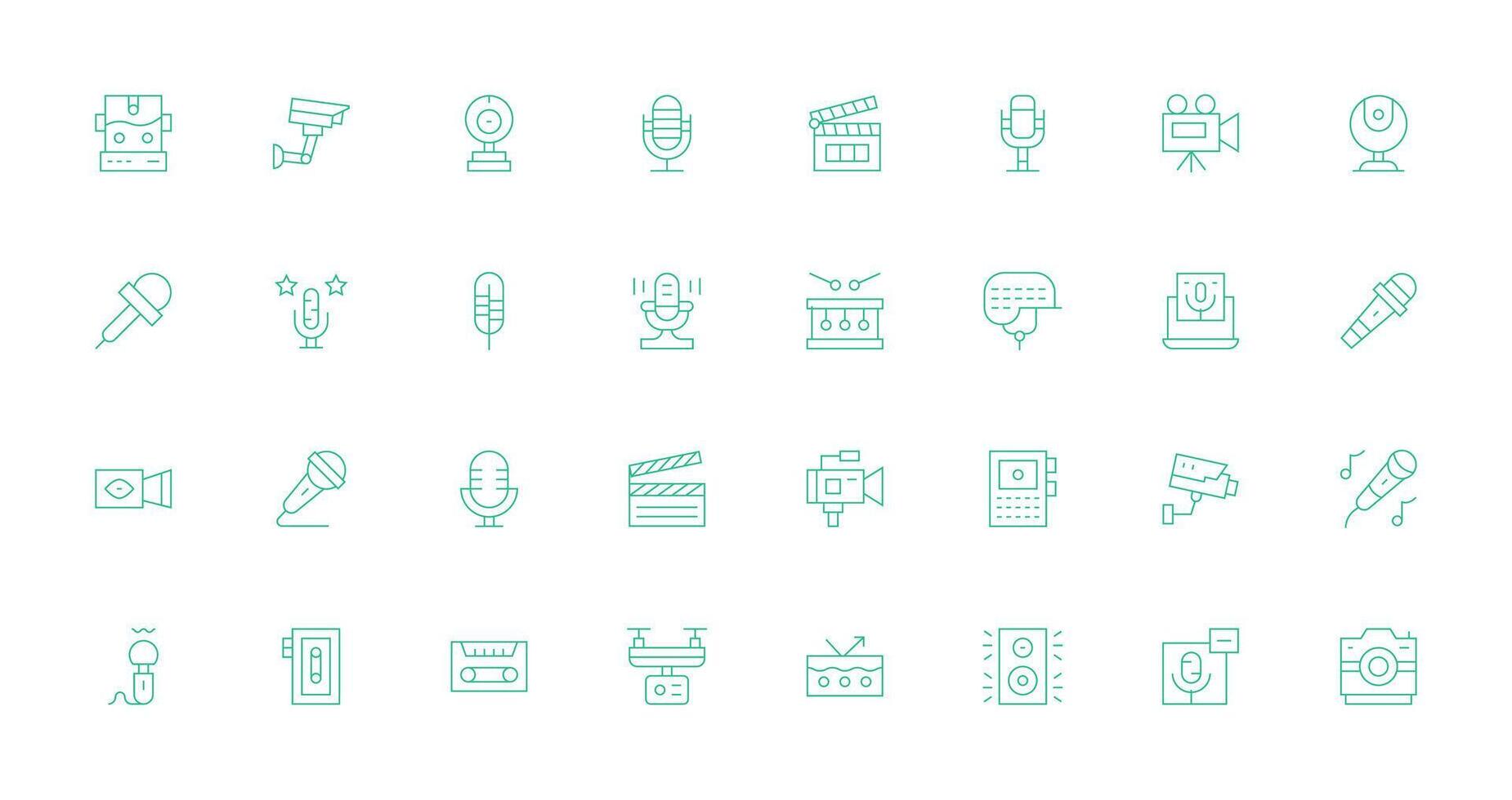 Thin Line Icons from Recording Set with 32 Vectors Multi-Purpose Icon Set