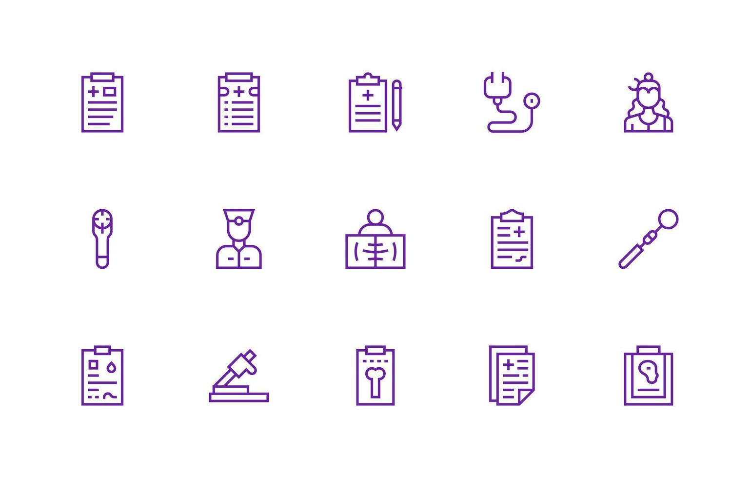 Regular Line Style Examination Icons with 15 Vectors Essential Icons for Rapid UI Building