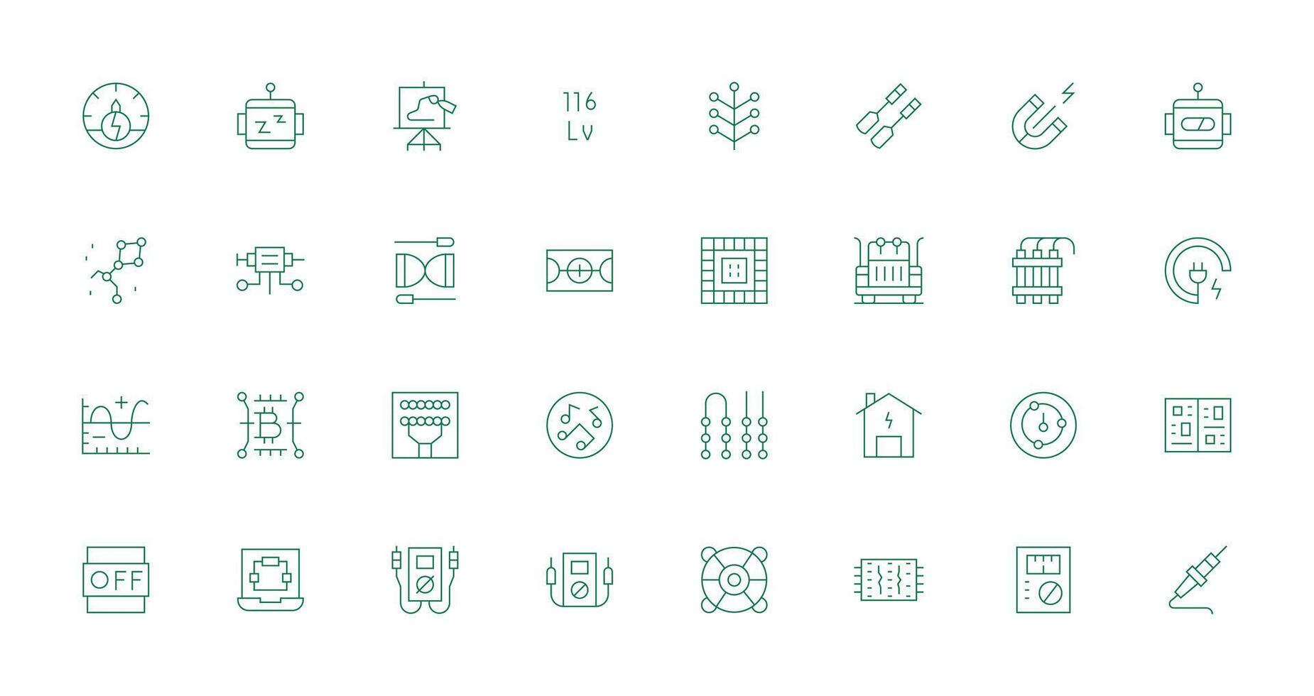 circuito conjunto con 32 Delgado línea íconos limpiar conjunto para diseño prototipos vector