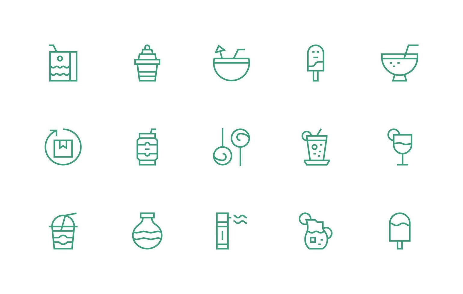 15 Icons for Refreshment in Regular Line Format Core Icon Collection for Daily Tasks vector