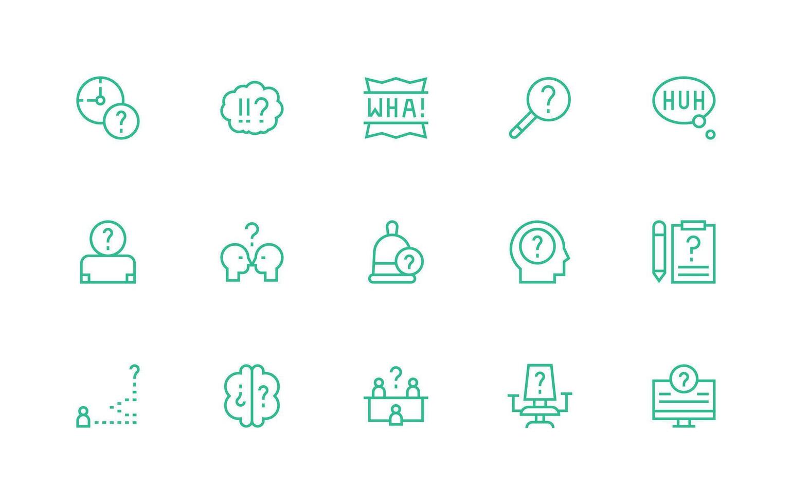 Doubt featuring 15 Icons in Regular Line Design Minimal Icon Set for Interface Projects vector