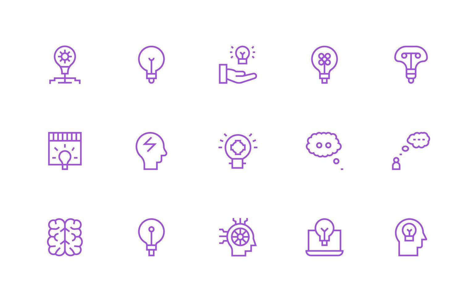 Regular Line Icons from Thinking Set with 15 Vectors Reusable Icon Set