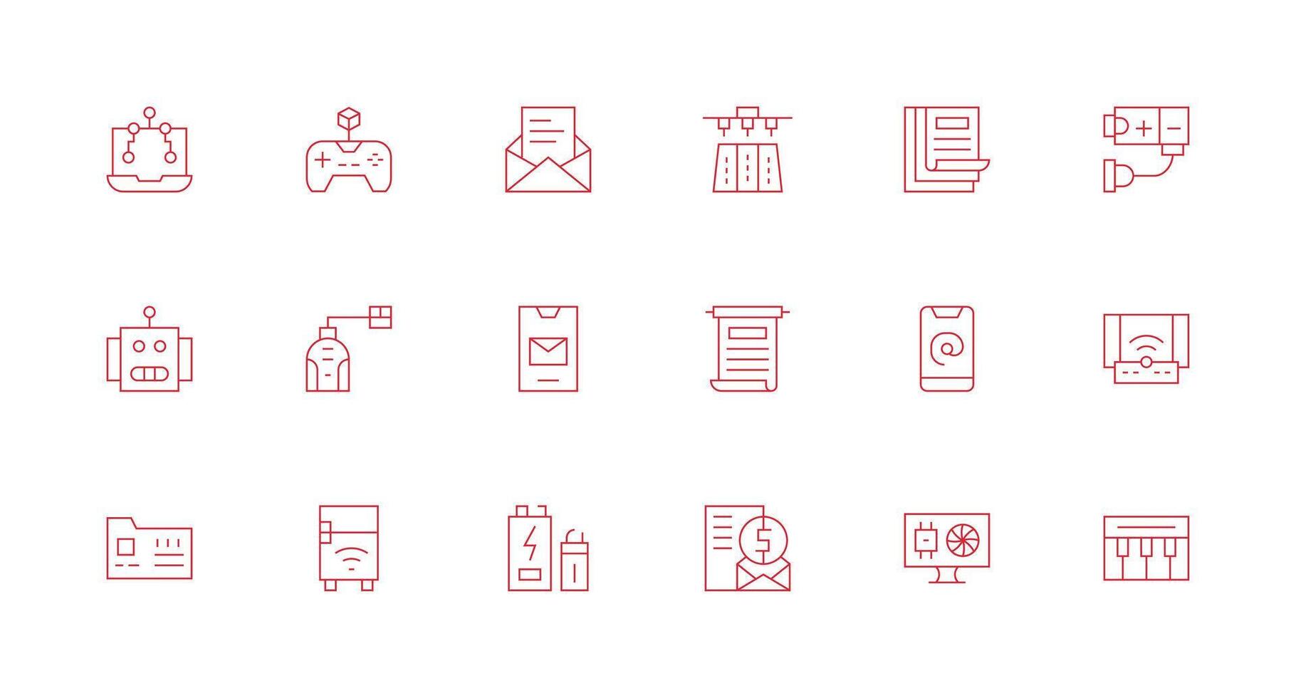 Electronic Icon Set with 18 Minimal Line Graphics Design Ready Icon Set for Teams vector