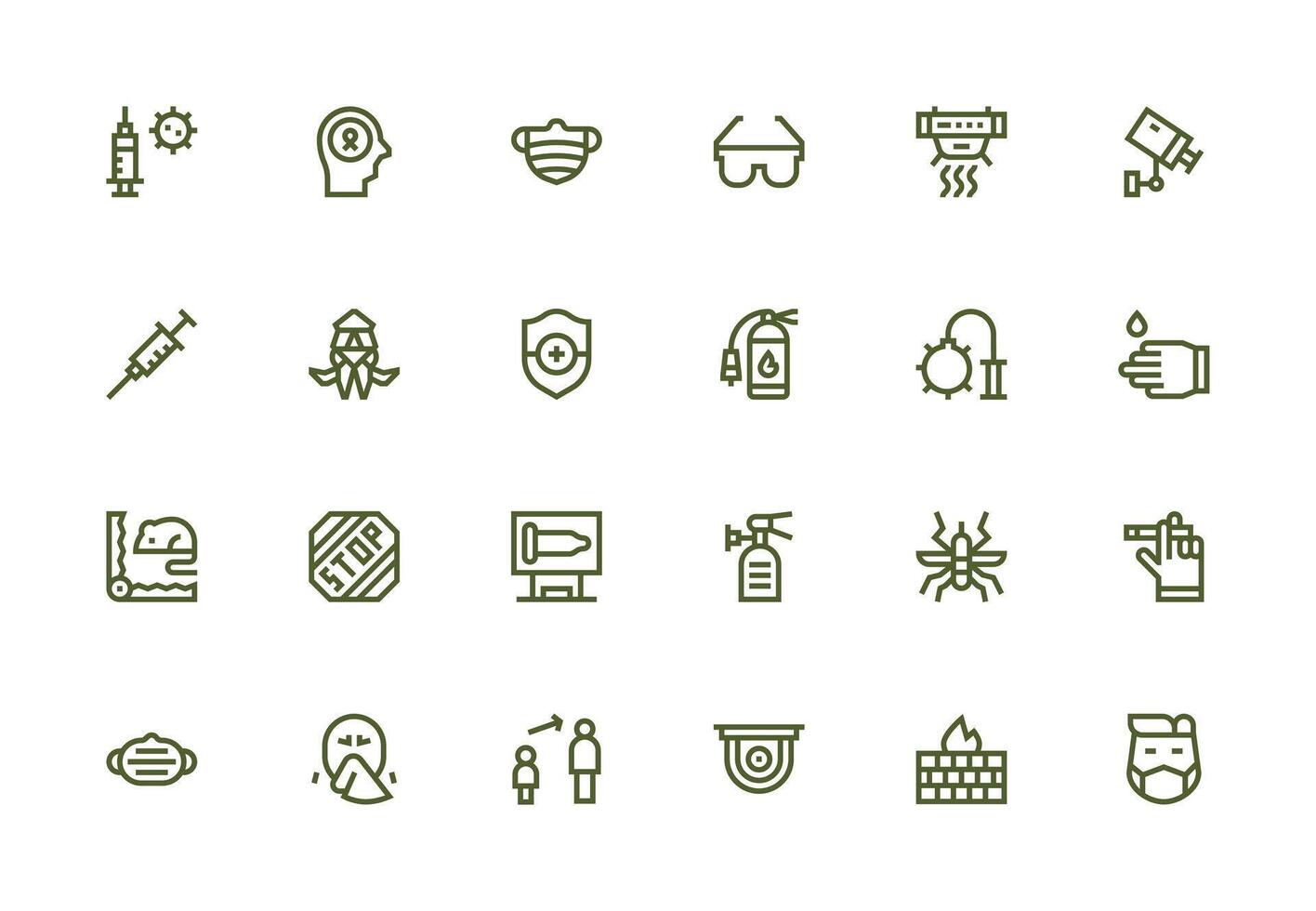 Prevention Set with 24 Thick Line Line Icons Interface Icons for Daily Use vector