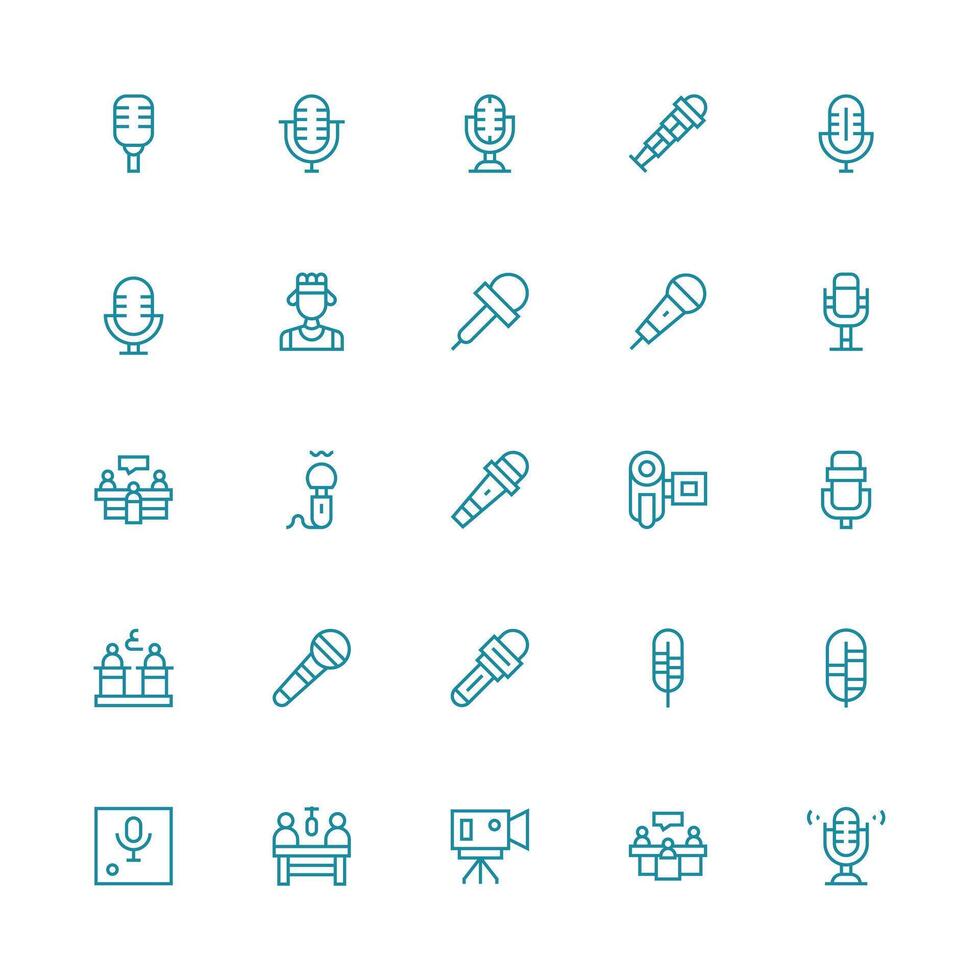 Interview Design Icons featuring 25 in Medium Stroke Outline Style Core Icon Collection for Daily Tasks vector