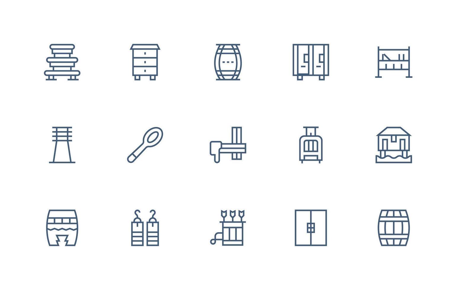 15 Regular Line Designs for Wooden Icons Clean Icon Set Icon Pack for UI Projects vector