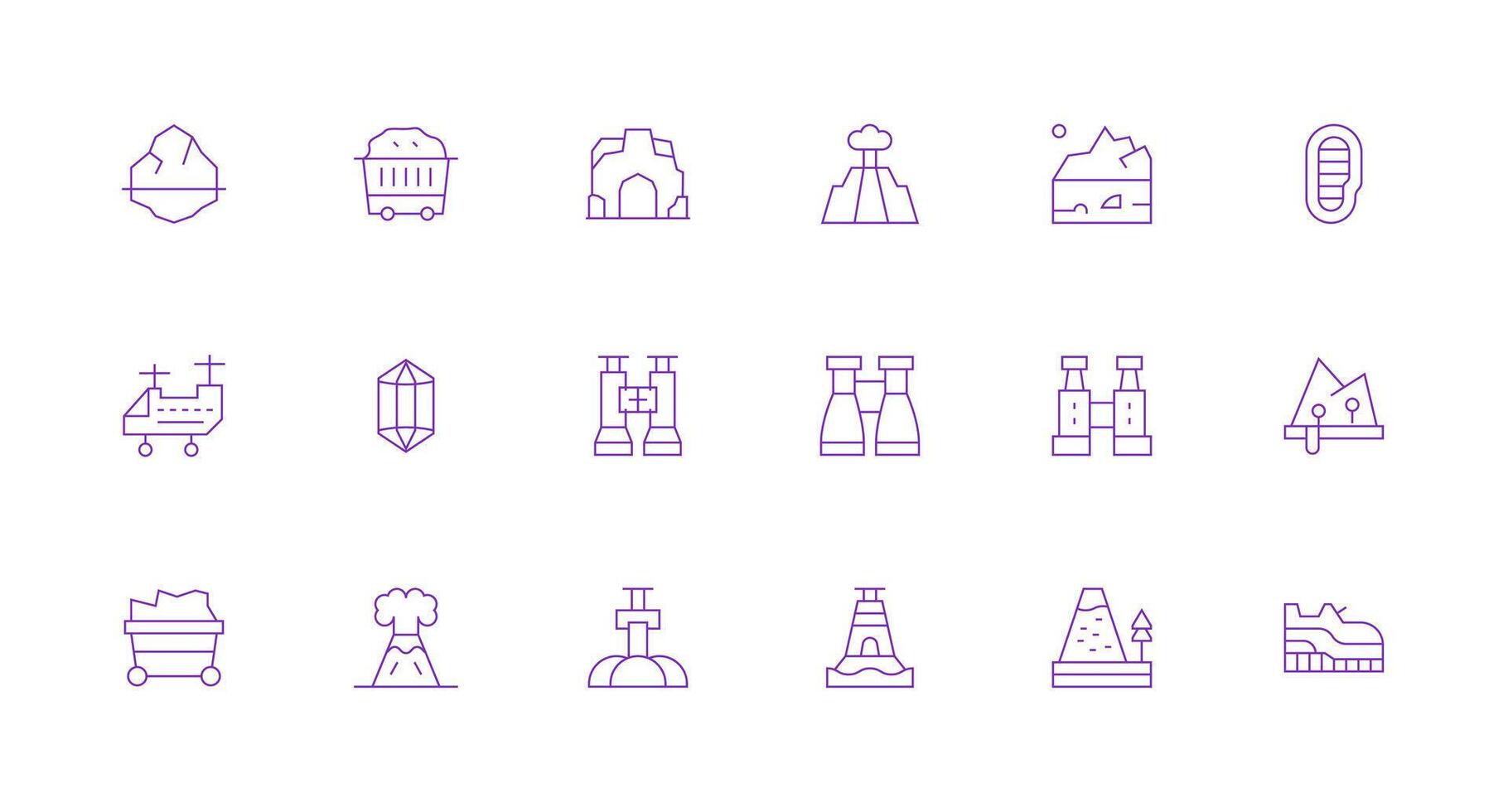 Geology Icon Set with 18 Minimal Line Graphics Clean Icon Set Icon Pack for UI Projects vector