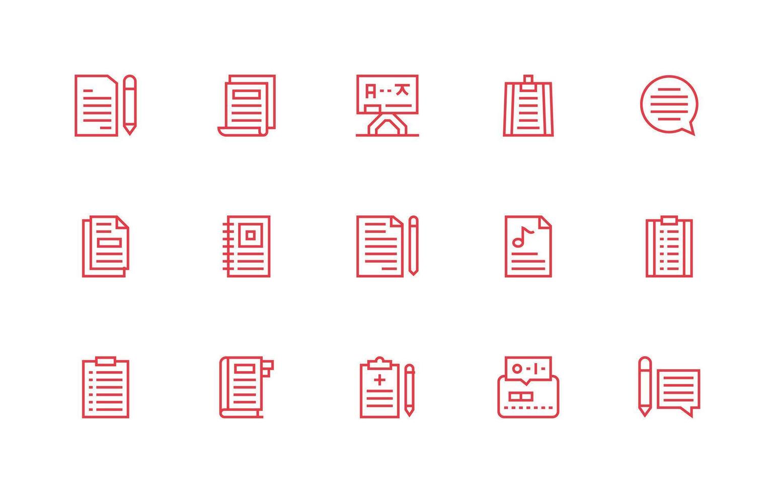 Notes including 15 Regular Line Illustrations Lightweight Icon Series for Fast Prototypes vector