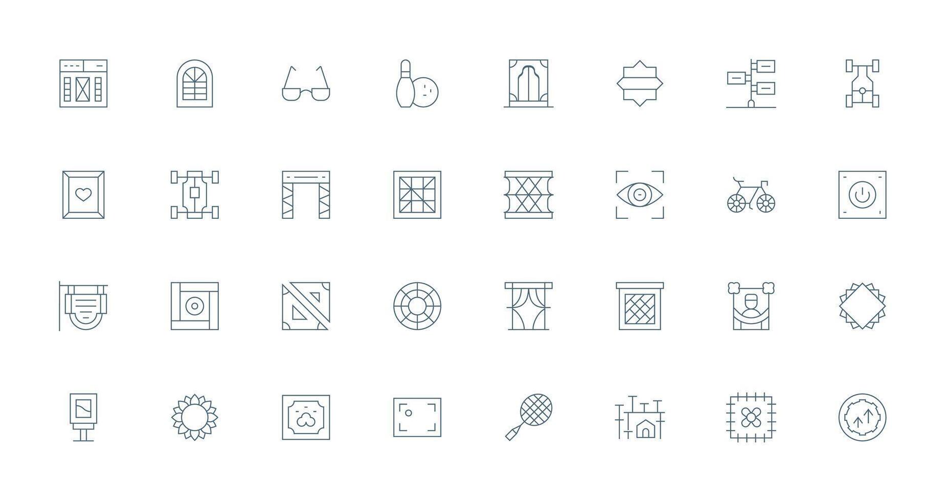 Frame Set with 32 Thin Line Icons Clean Icon Collection for Web Use vector