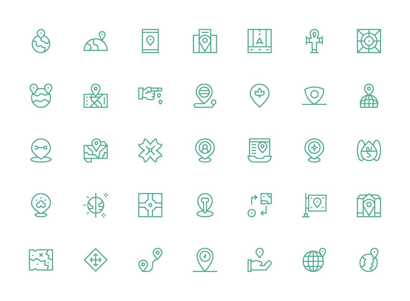 35 Icons for Coordinates in Regular Clean Line Format Versatile Icon Collection for Designers vector