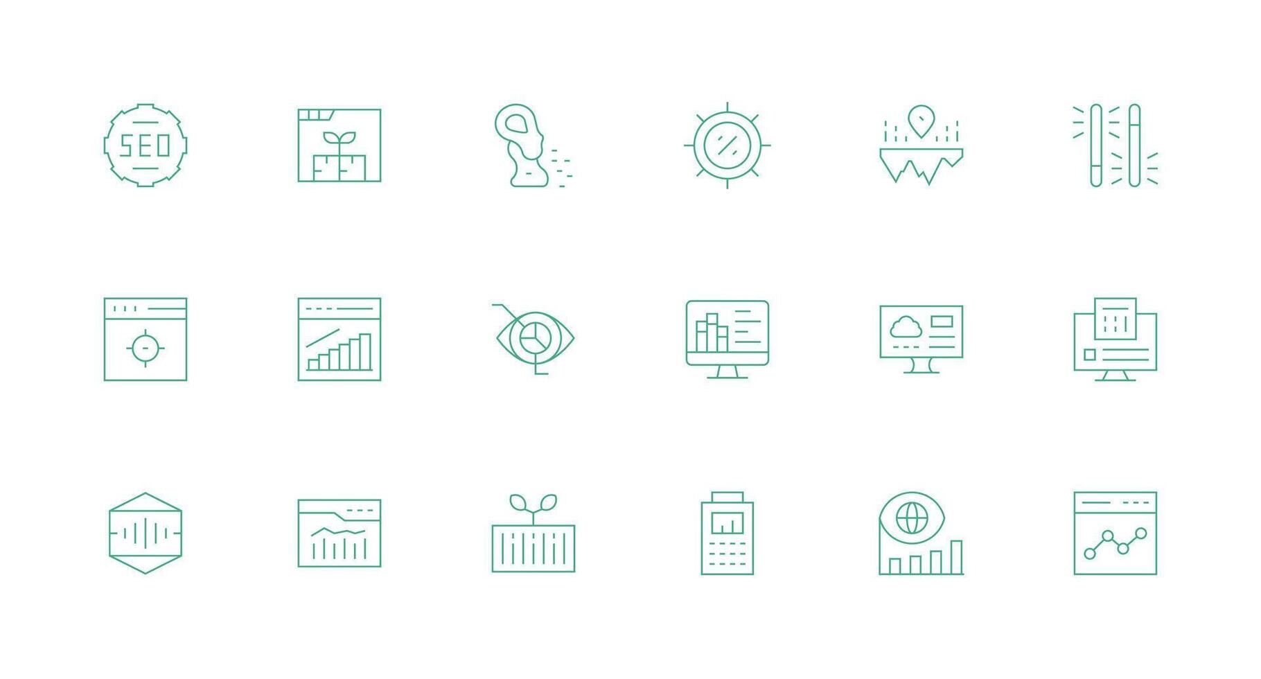 Minimal Line Icons from Analytics Set with 18 Vectors Simple Icons for Interface and Wireframes