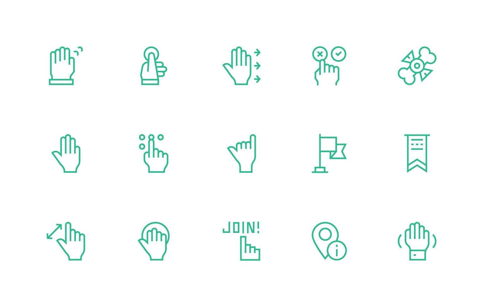 15 Icons for Pointer in Regular Line Format Clean Set for Layout Prototypes vector