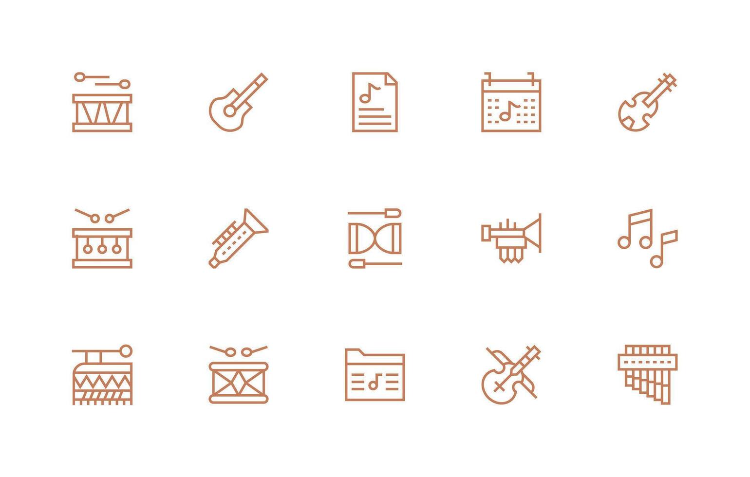 15 Regular Line Icons for Melody Graphics Minimal Icon Set for Interface Projects vector