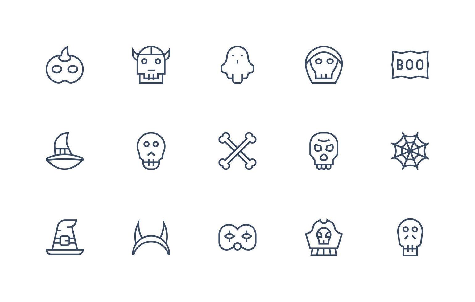 Spooky Visual Pack containing 15 Regular Line Icons Basic Icon Series vector