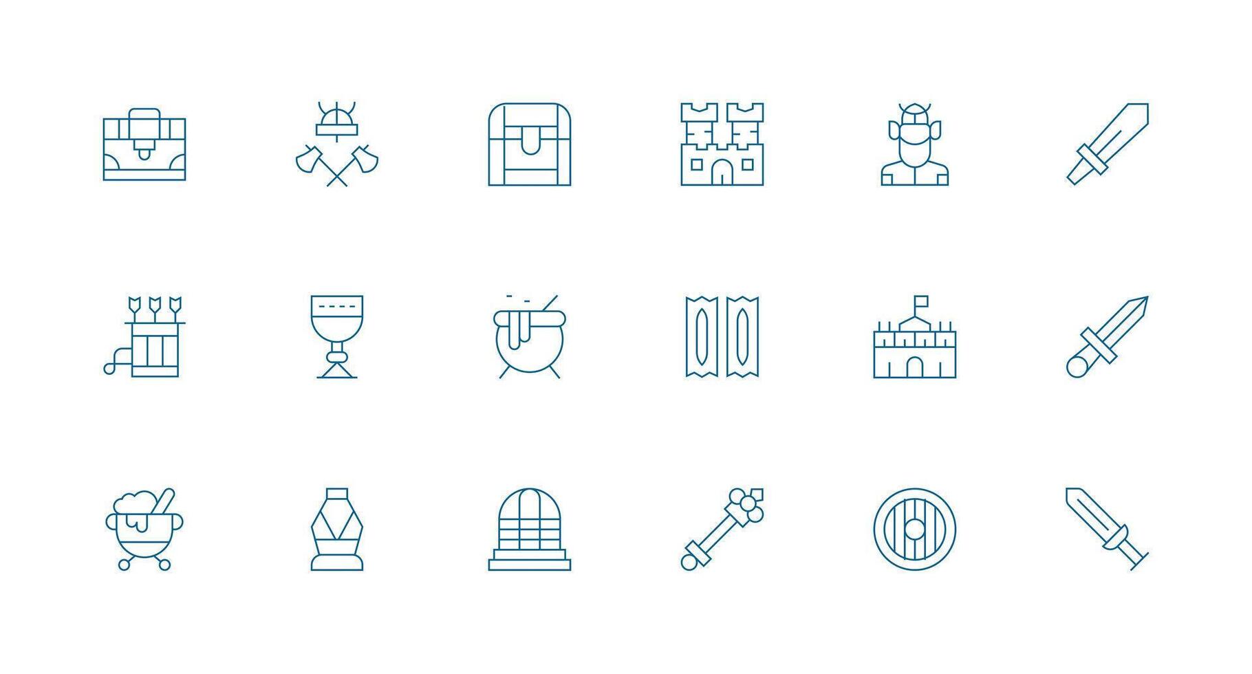 Medieval Icon Set with 18 Minimal Line Graphics Neat Icon Set vector
