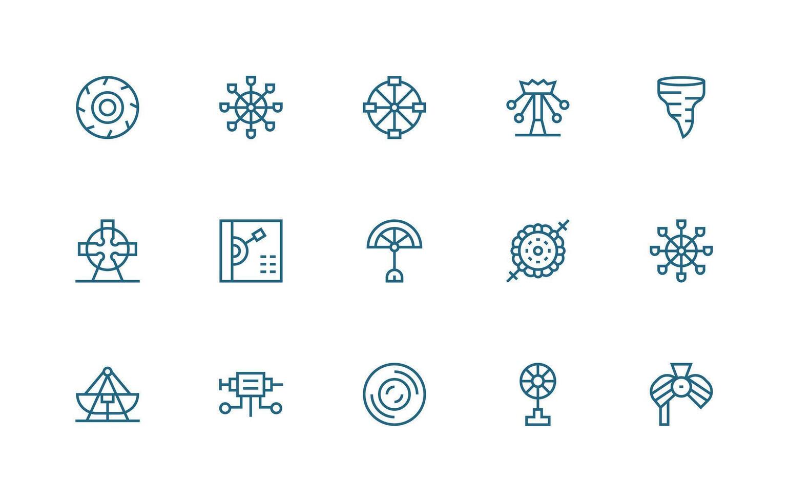 15 Rotating Icons in Regular Line Aesthetic Simplified Icon Pack for Visual Tools vector