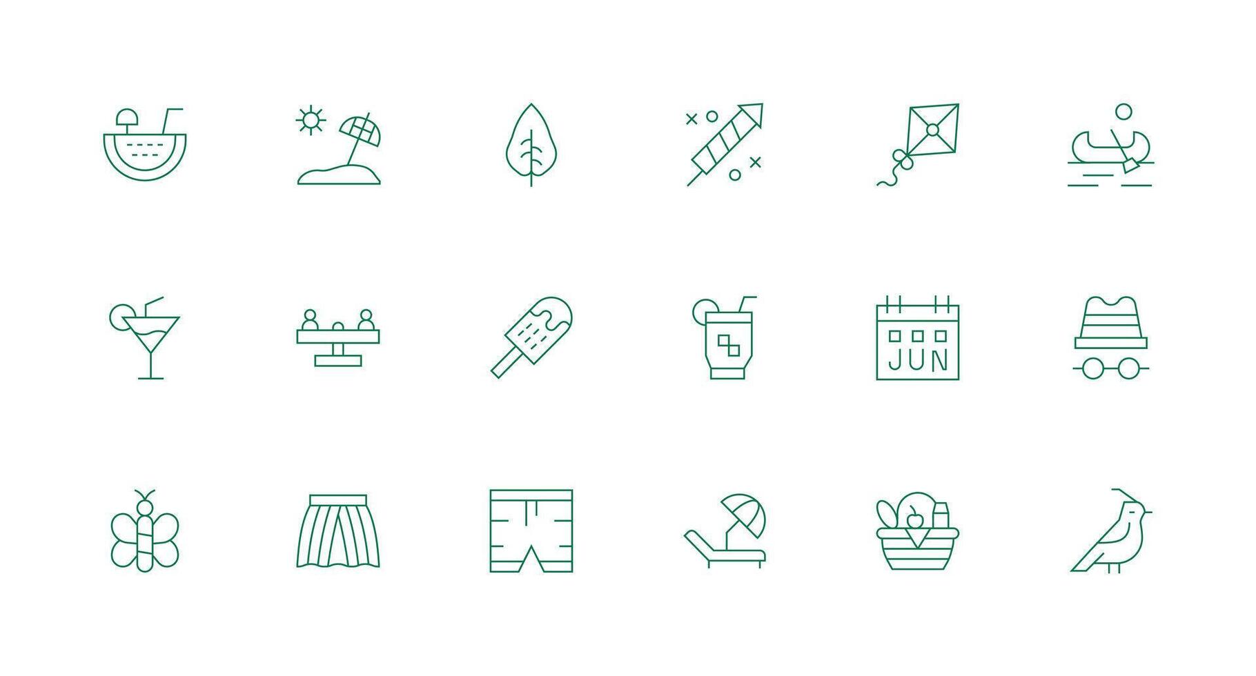 18 Minimal Line Vectors for Summer Theme Web and App Icon Pack Collection