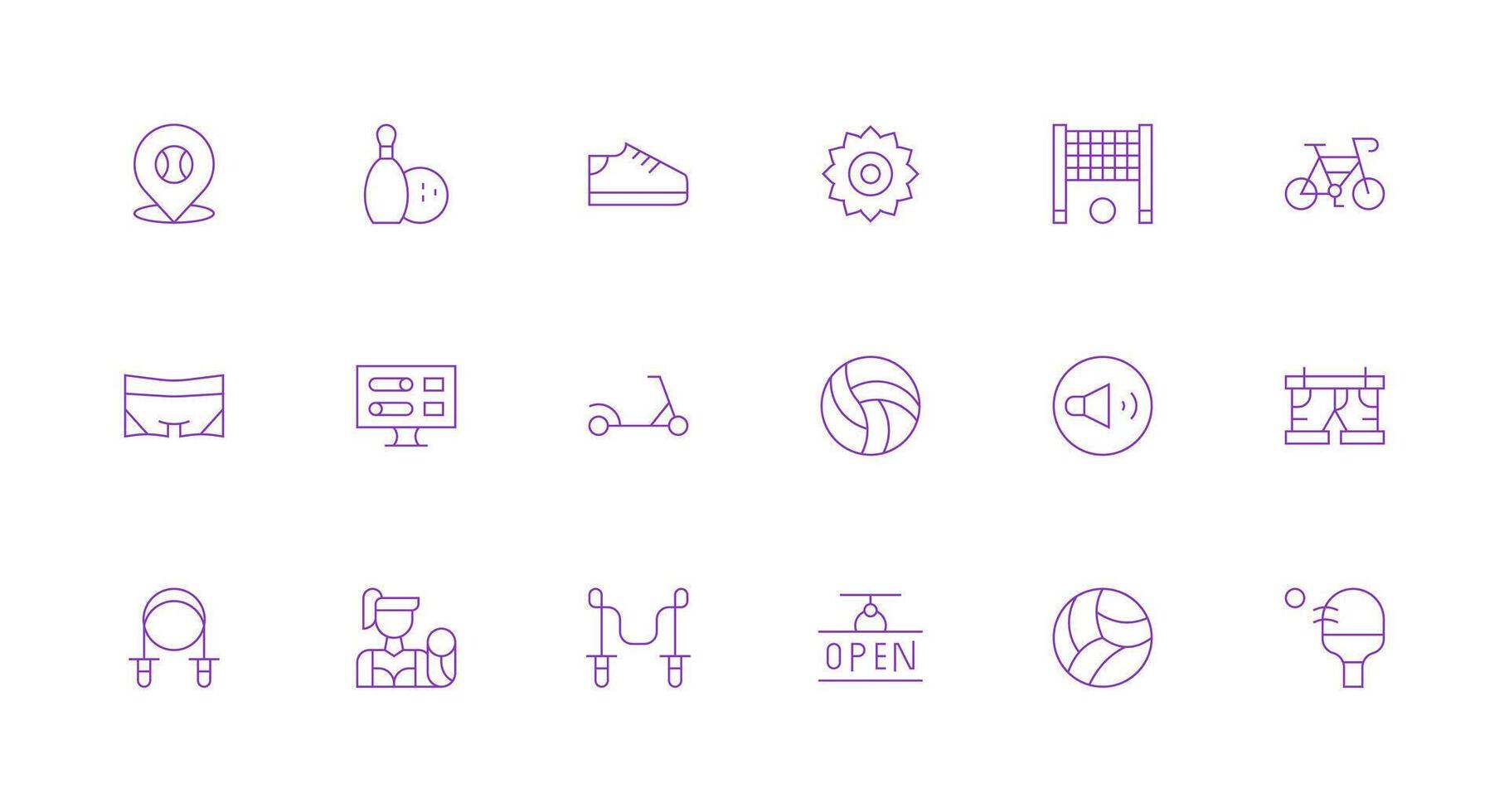 Active Design Icons featuring 18 in Minimal Line Style Lightweight Icon Series for Fast Prototypes vector