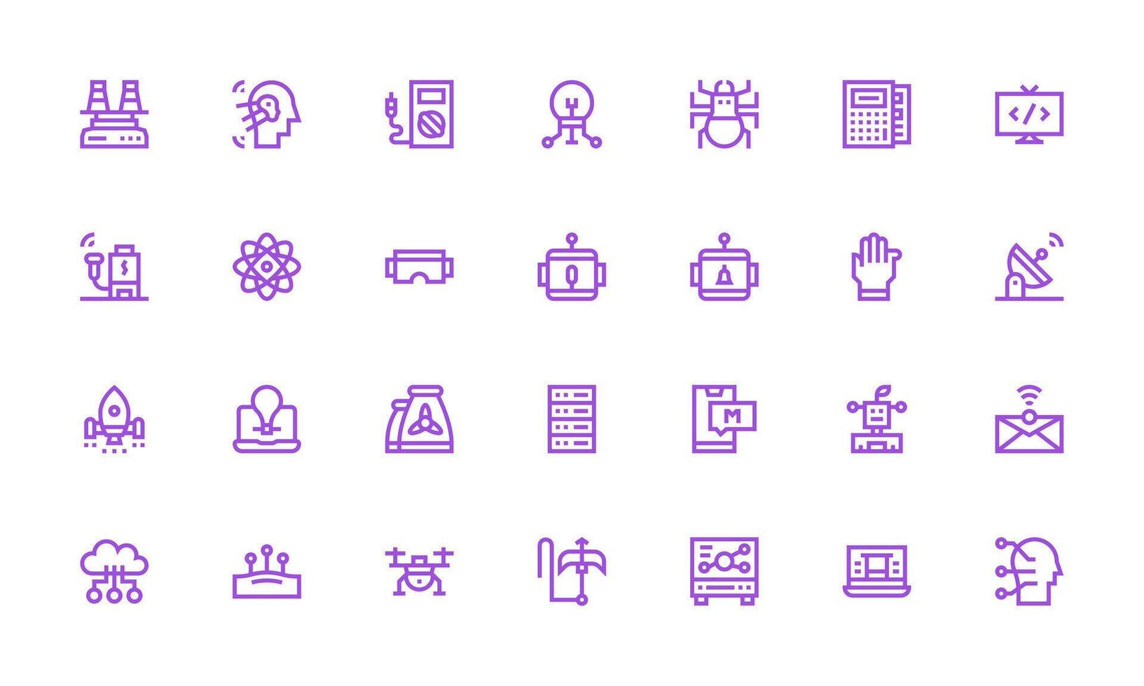 Technology Icon Set with 28 Bold Line Graphics Icon Pack for UI vector