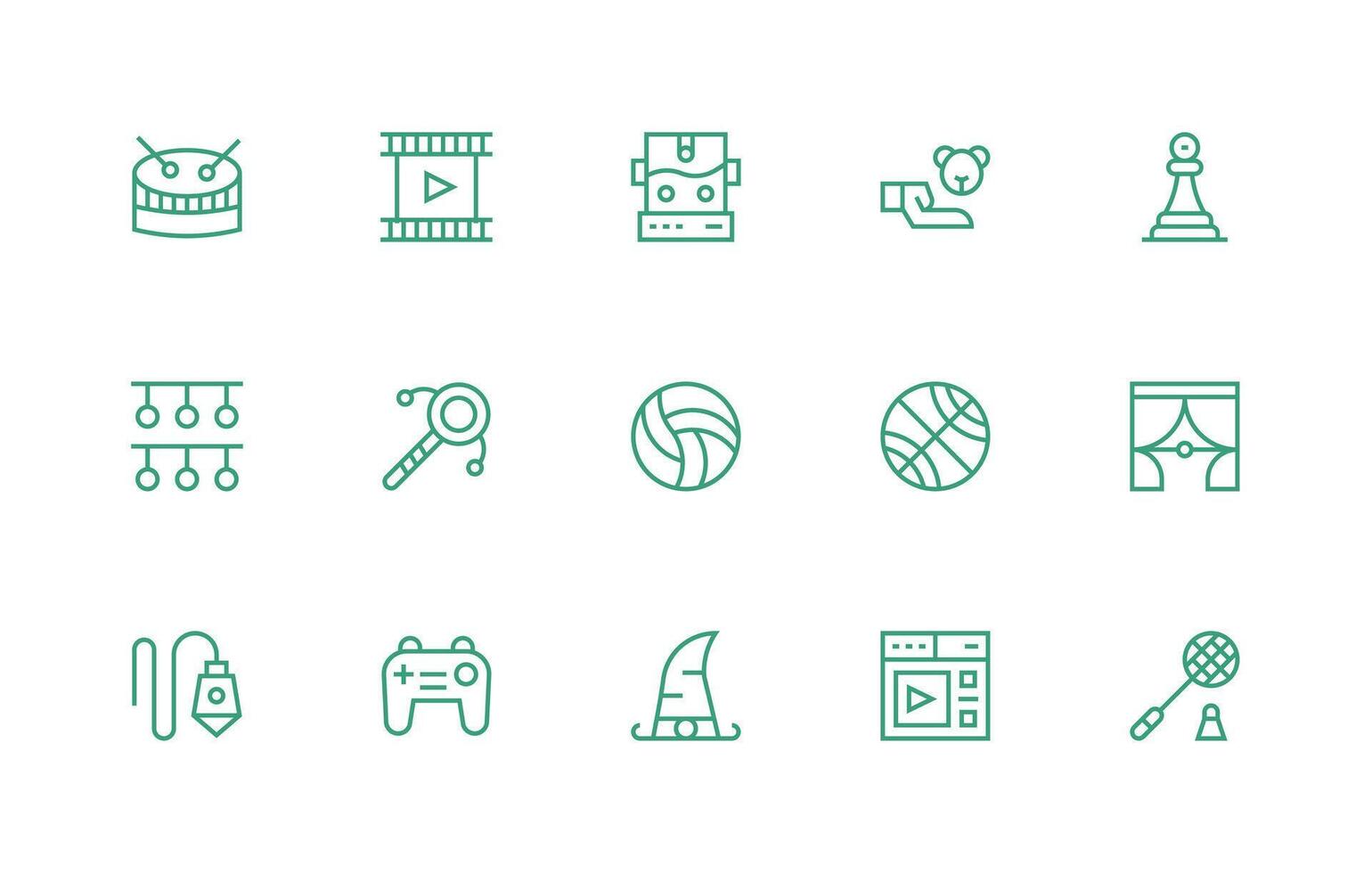 15 Icons for Play in Regular Line Format Interface Icons for Daily Use vector