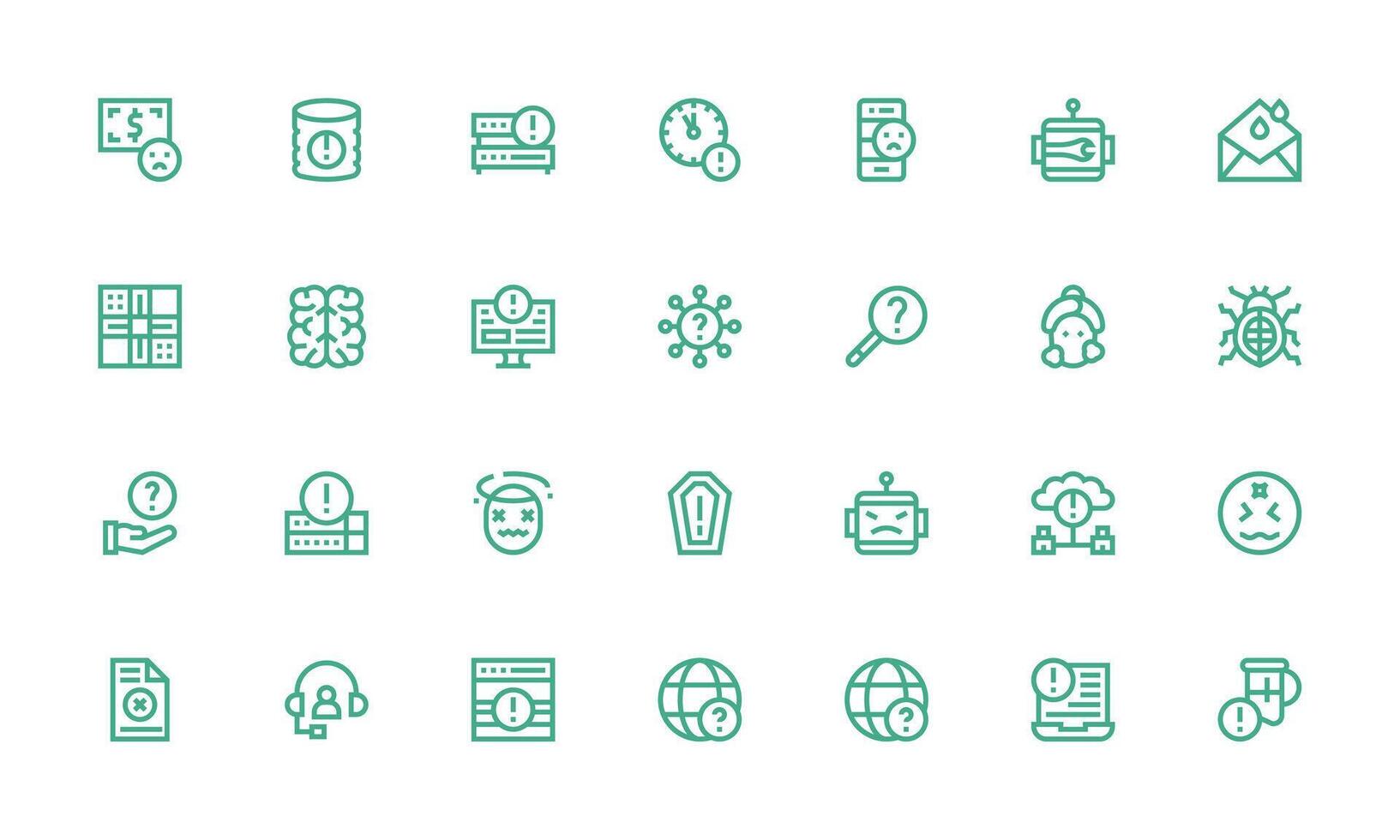 Problem Icon Set with 28 Bold Line Graphics Essential Icon Collection vector