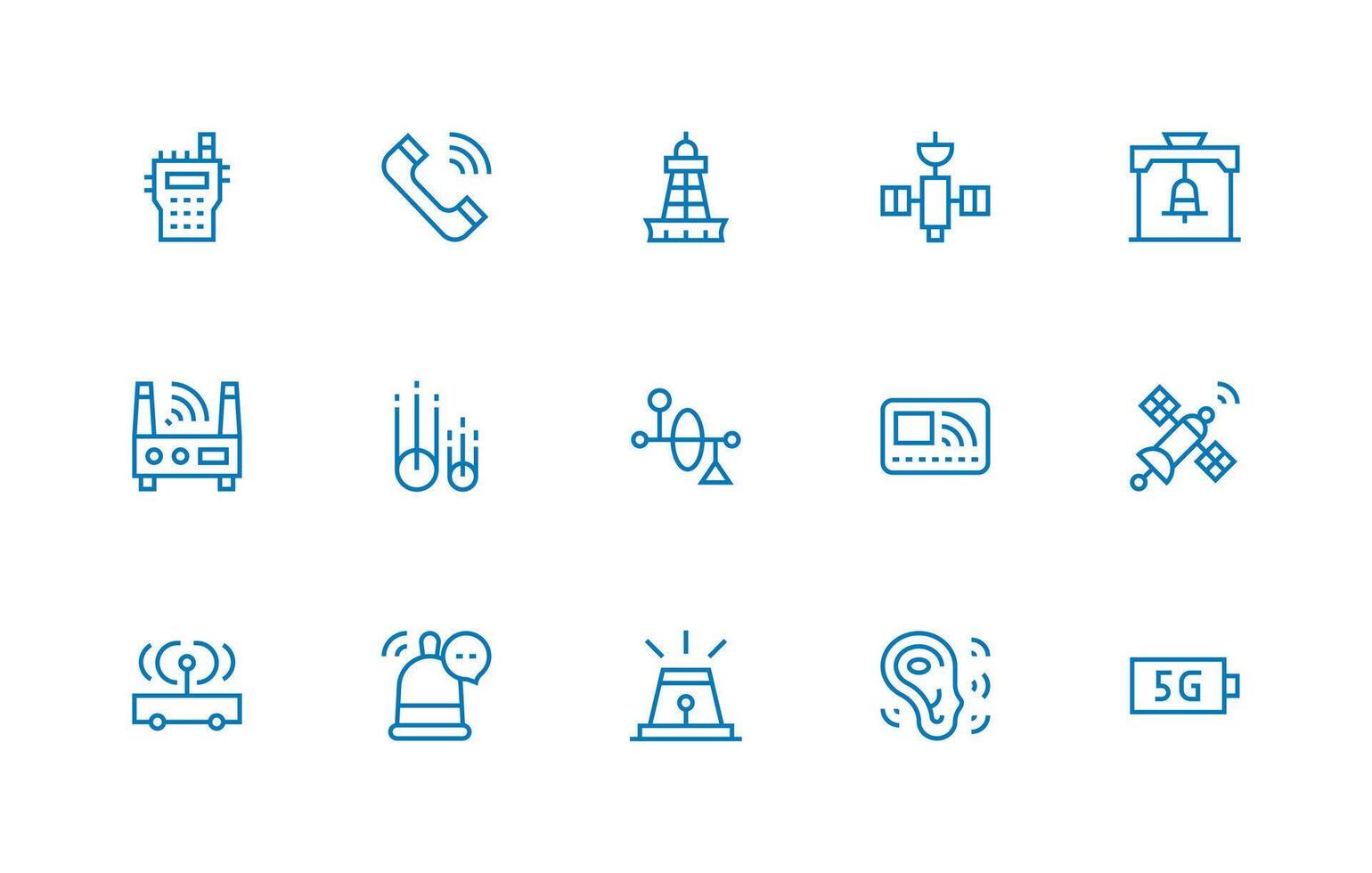 Signal Icon Collection with 15 Regular Line Designs Clear and Concise Icon Set Collection vector