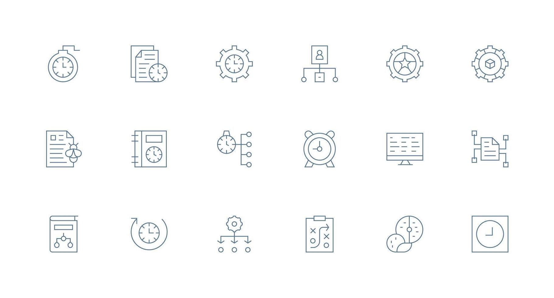 Workflow Design Icons featuring 18 in Minimal Line Style Digital Icon Collection vector