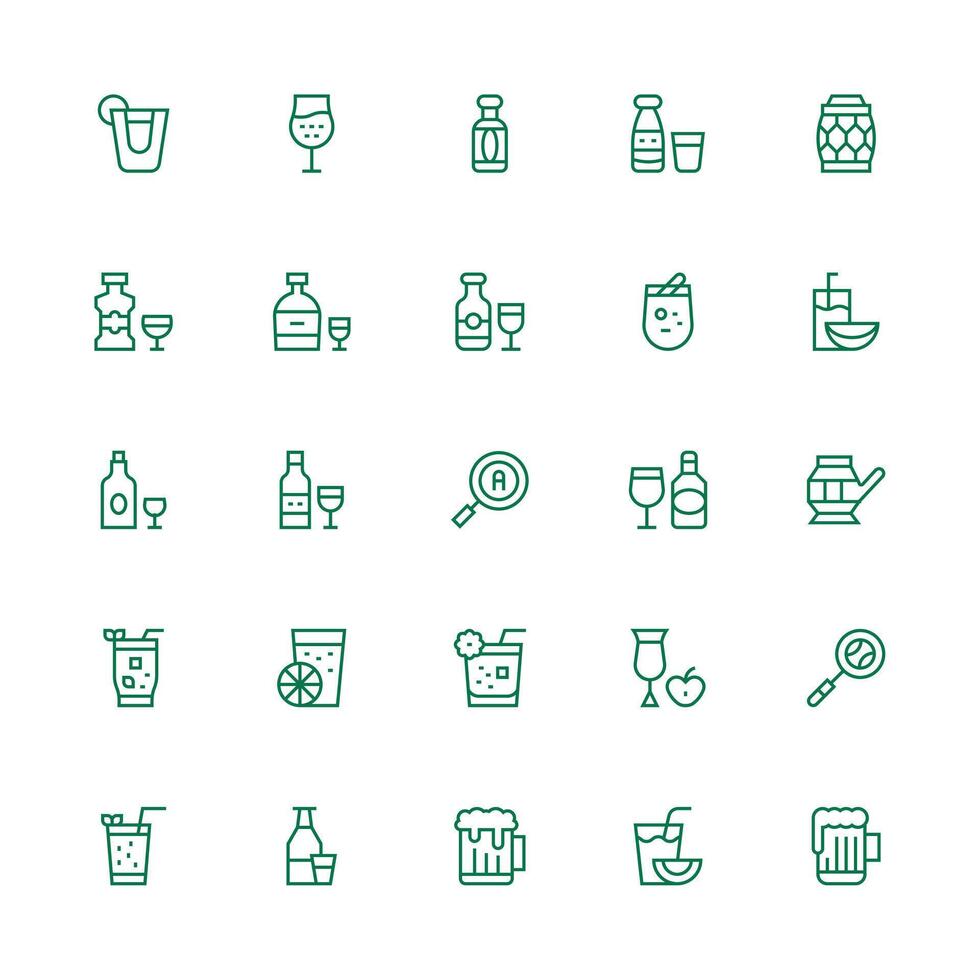 Glass Set with 25 Medium Stroke Outline Icons Neatly Designed Icons for Web Platforms vector